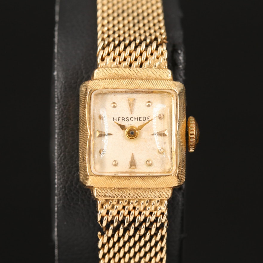 14K Vintage Herschede Jeweler Wristwatch