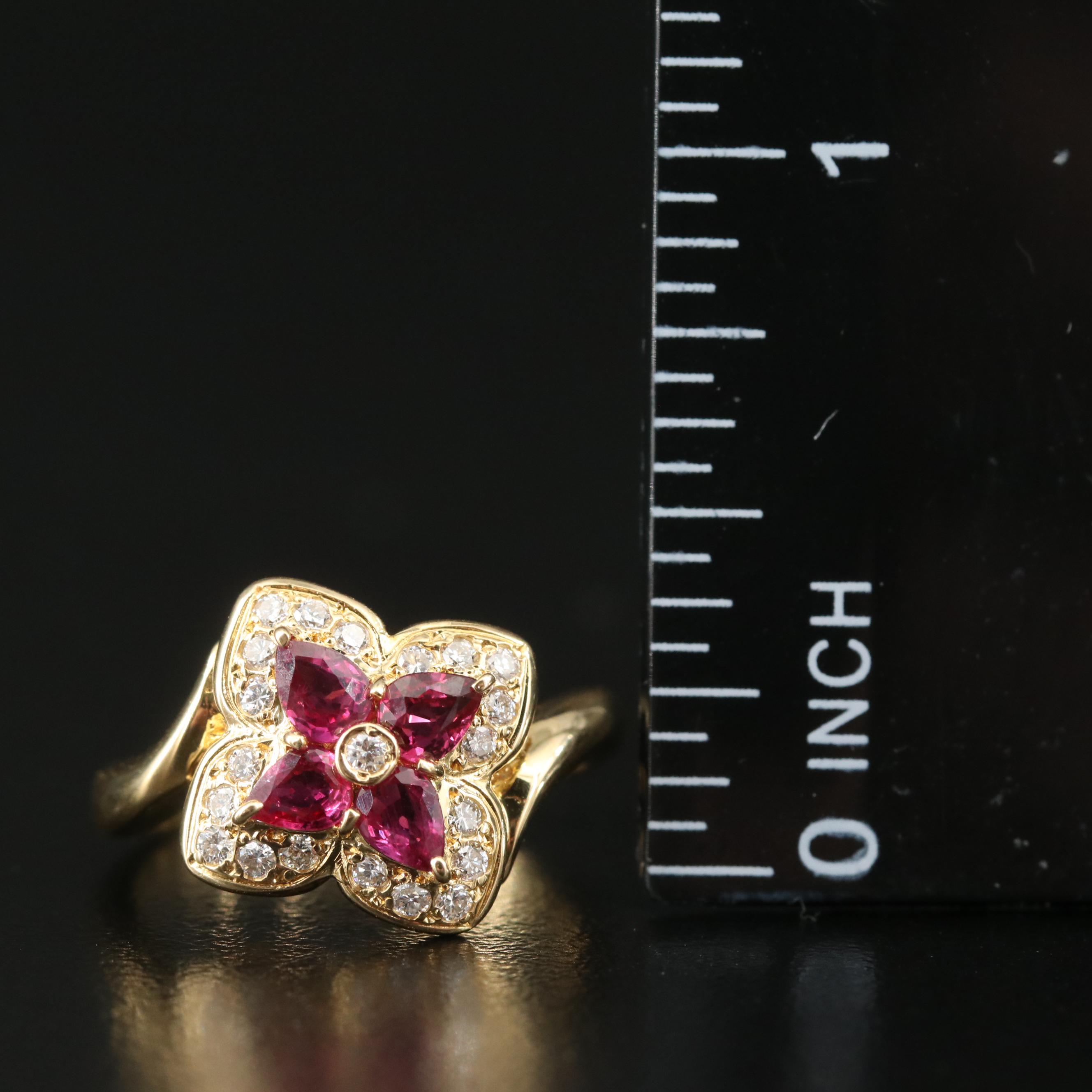 18K Ruby and Diamond Quatrefoil Ring