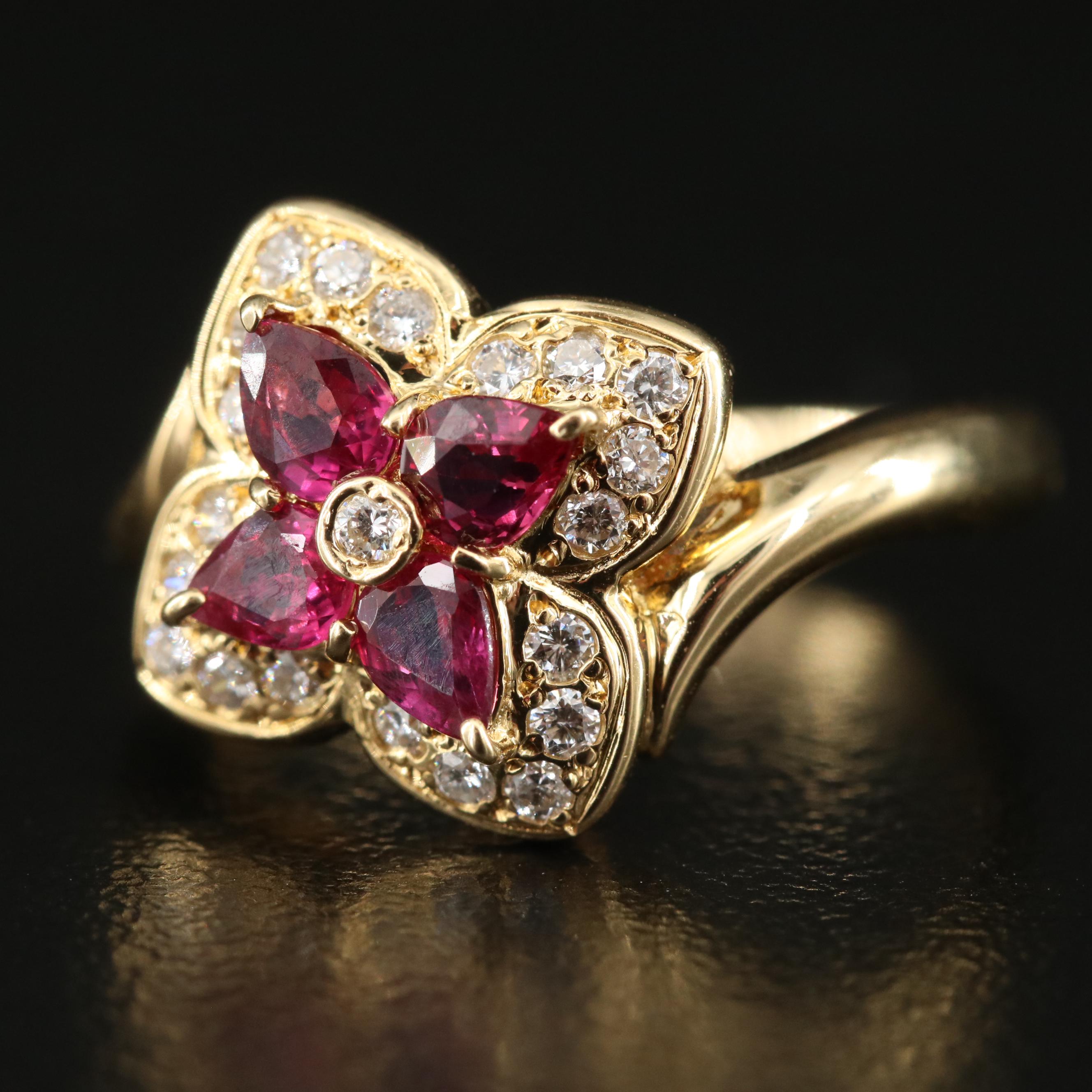 18K Ruby and Diamond Quatrefoil Ring