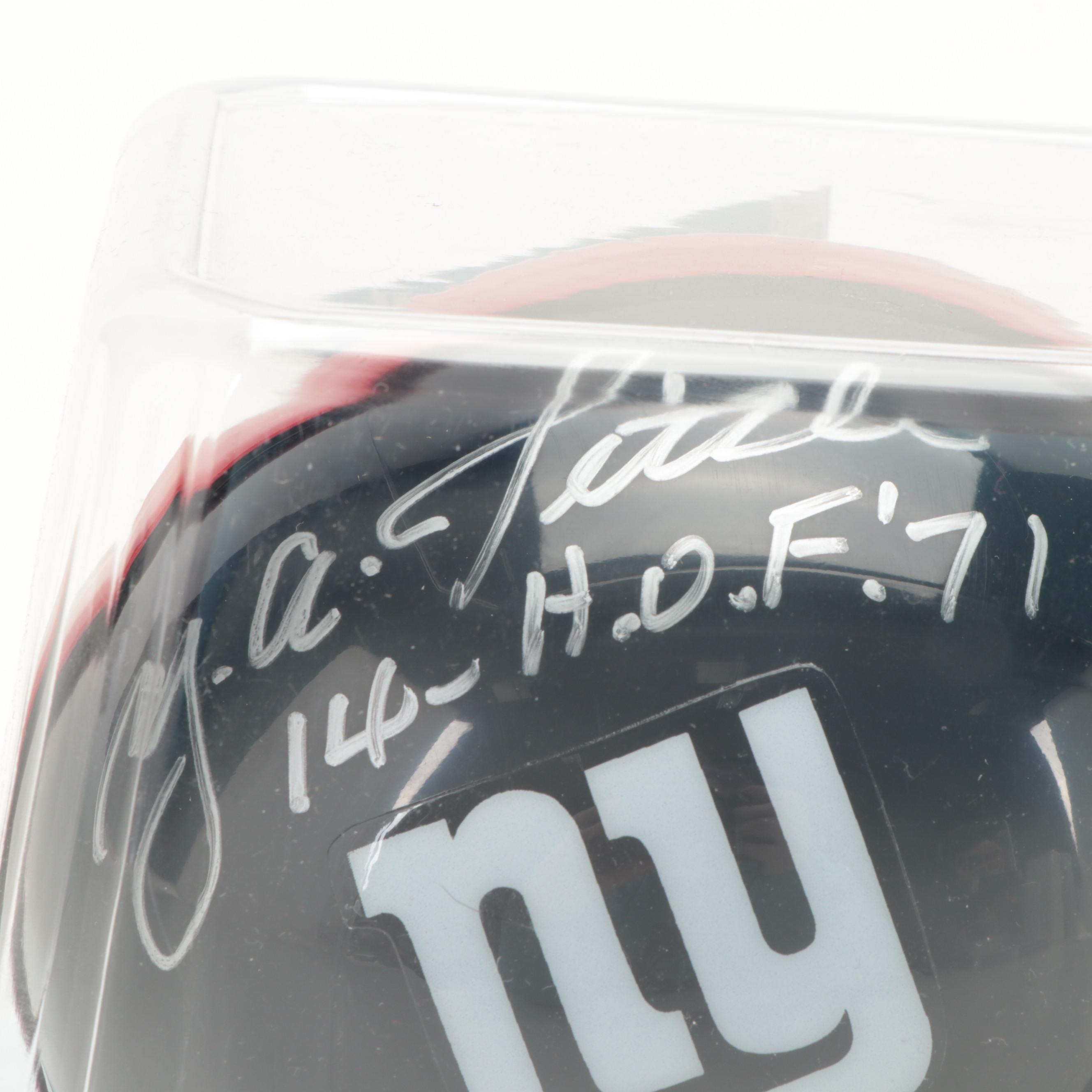 Y.A. Tittle Signed New York Giants Riddell Mini Football Helmet
