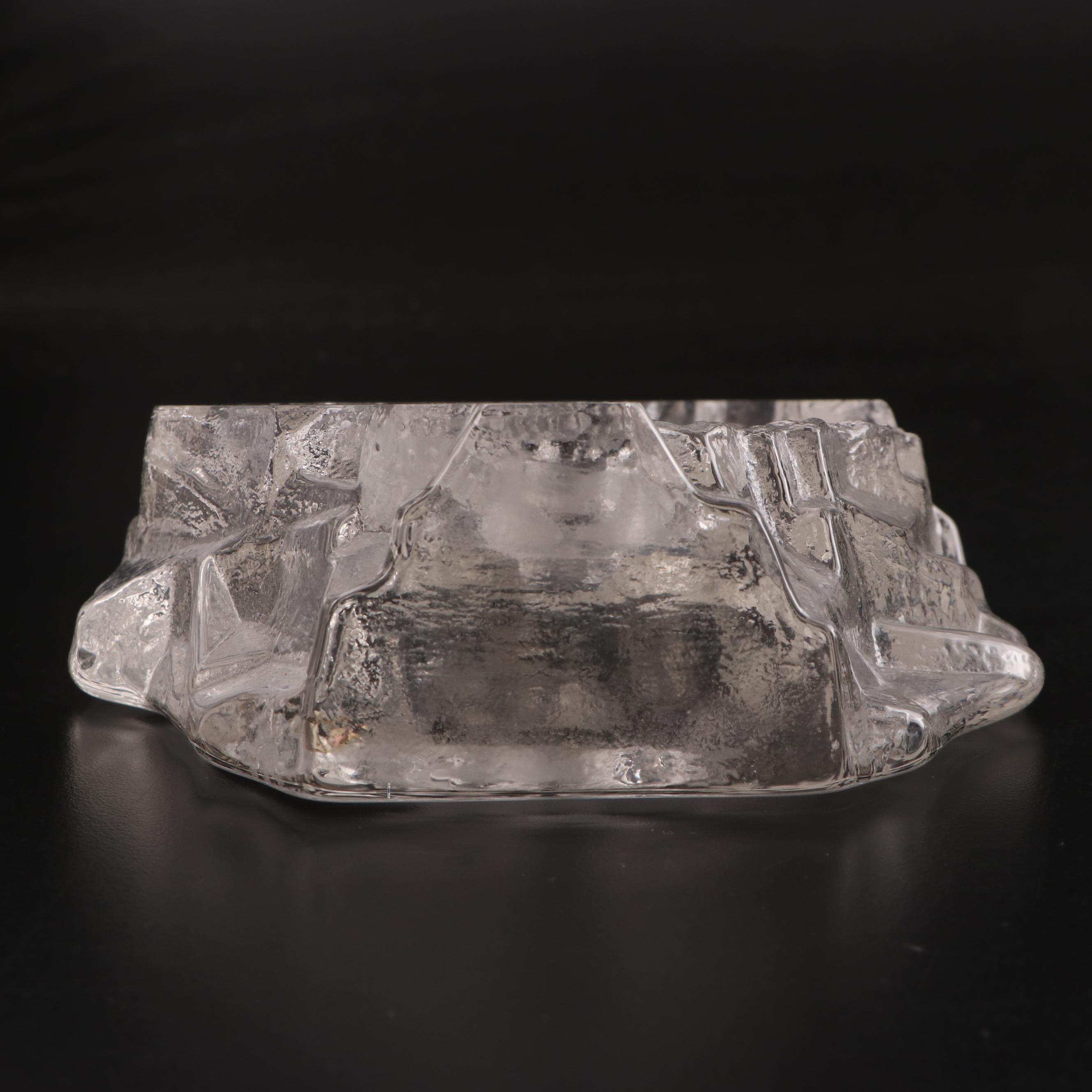 Engraved Crystal Elk Ashtray and Wolf Sculpture
