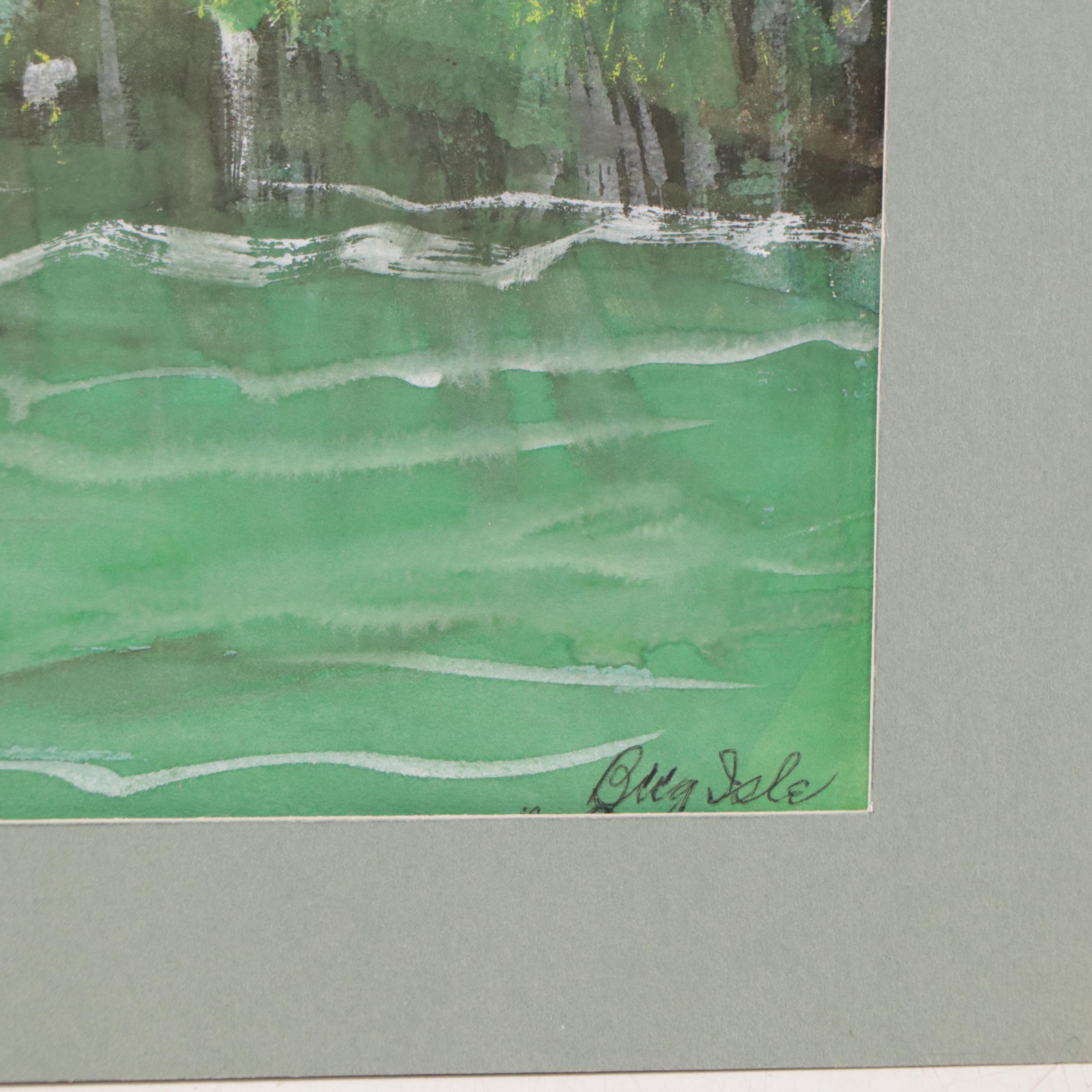 Tropical Coastal Landscape Watercolor Paintings