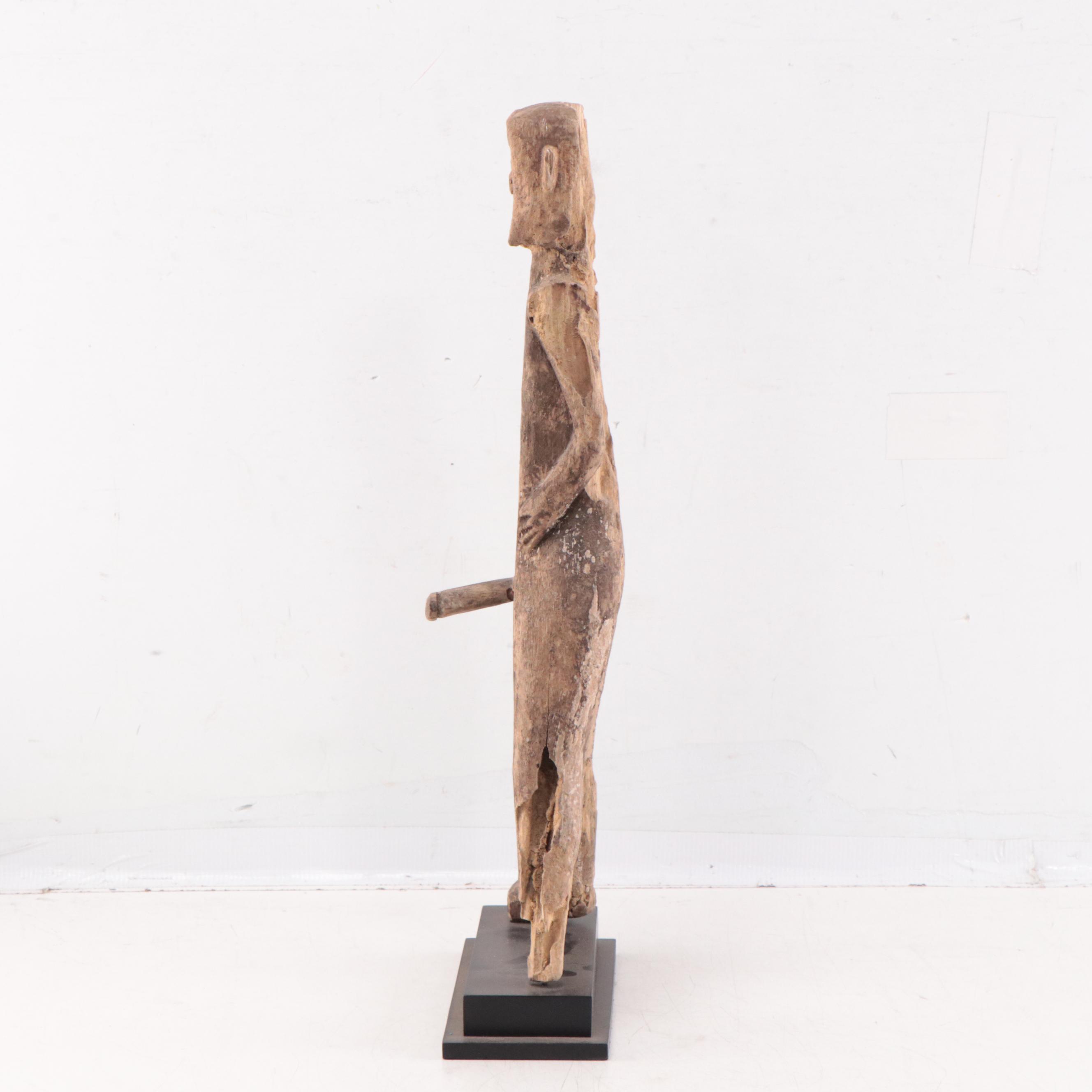 Pacific Islands Hand-Carved Wood Male Fertility Sculpture