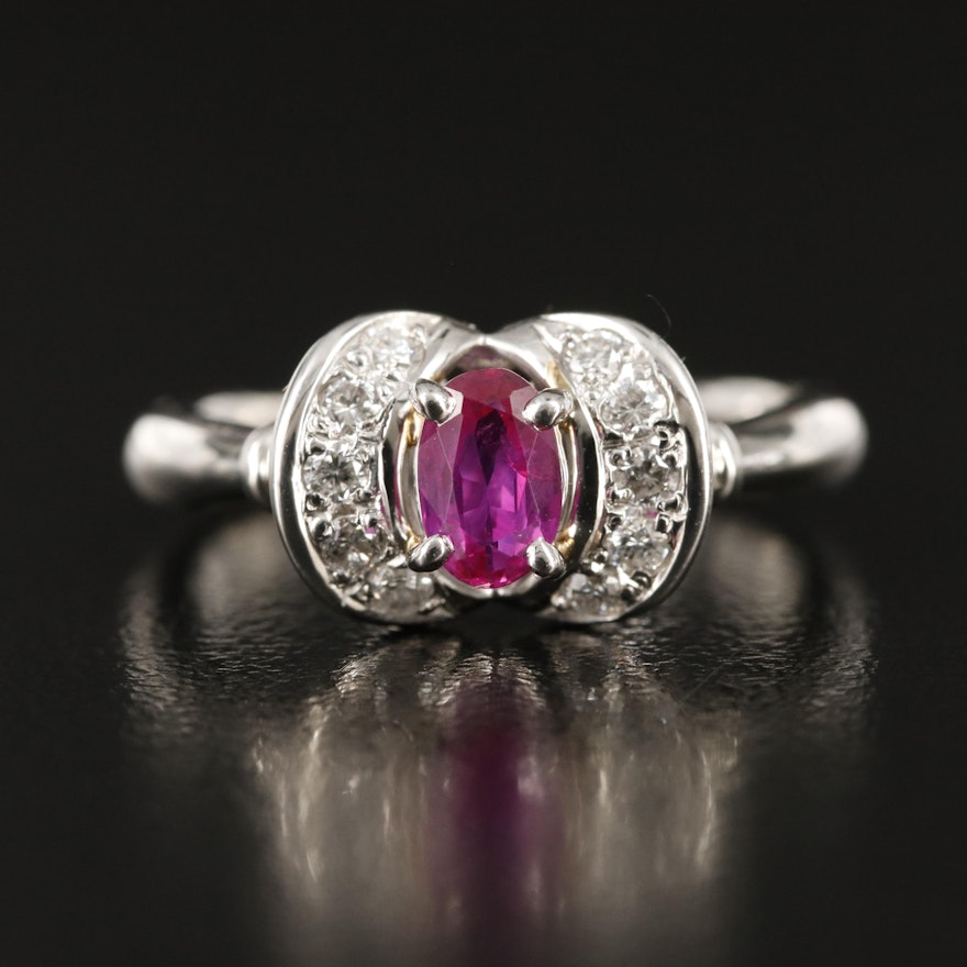 Platinum Ruby and Diamond Ring