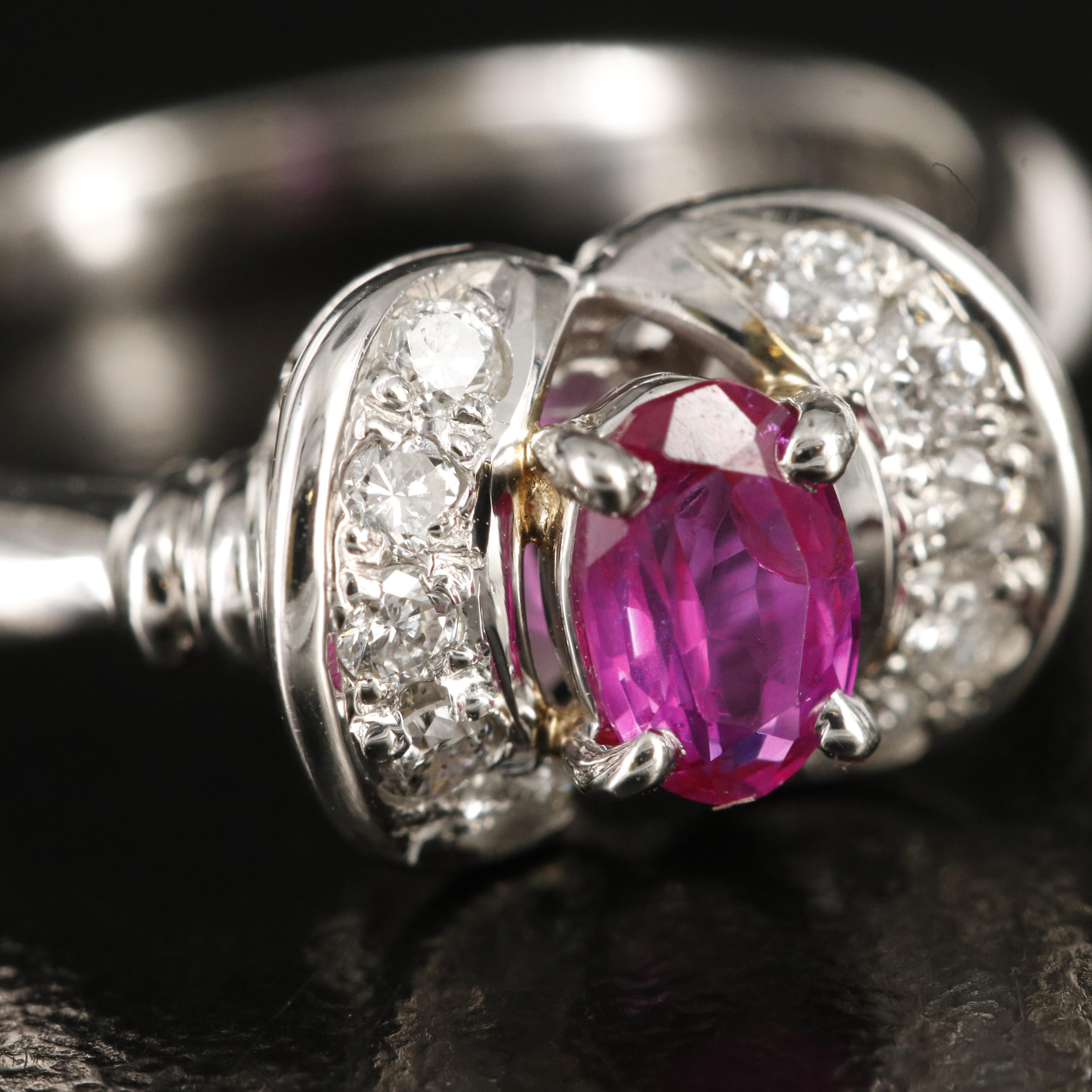 Platinum Ruby and Diamond Ring