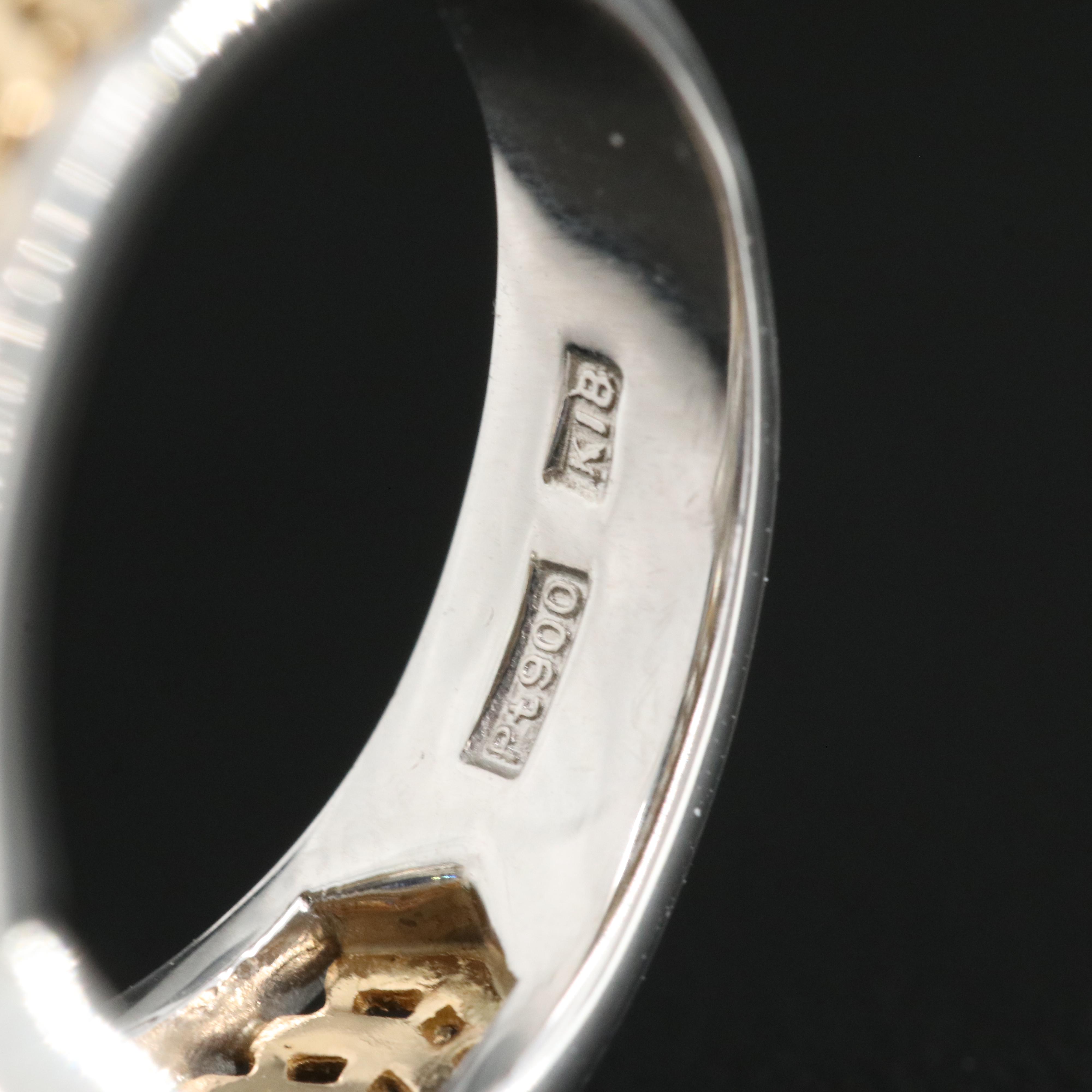 Two-Toned 18K and Platinum Sapphire and Diamond Flower Ring