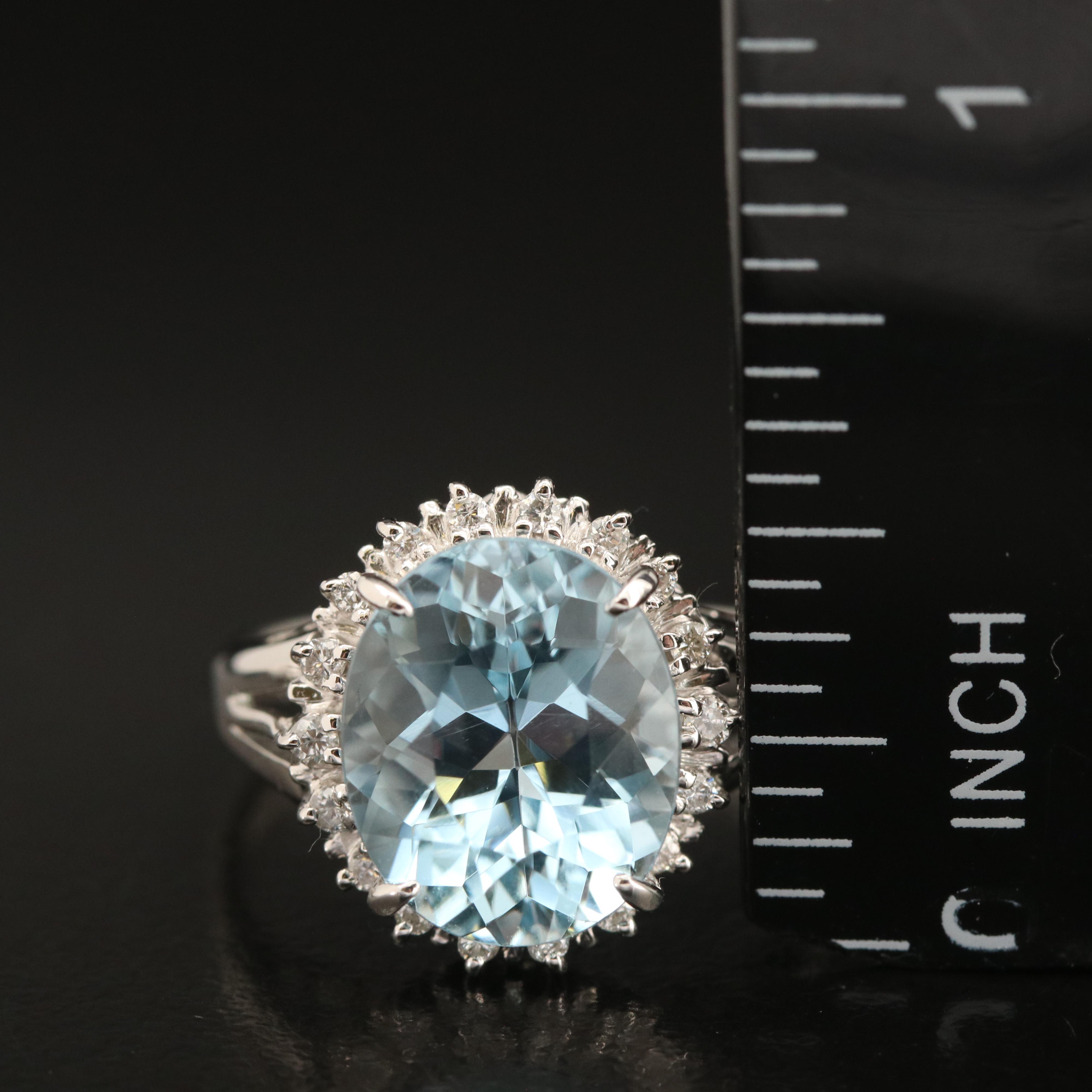 Platinum 3.96 CT Aquamarine and Diamond Ring