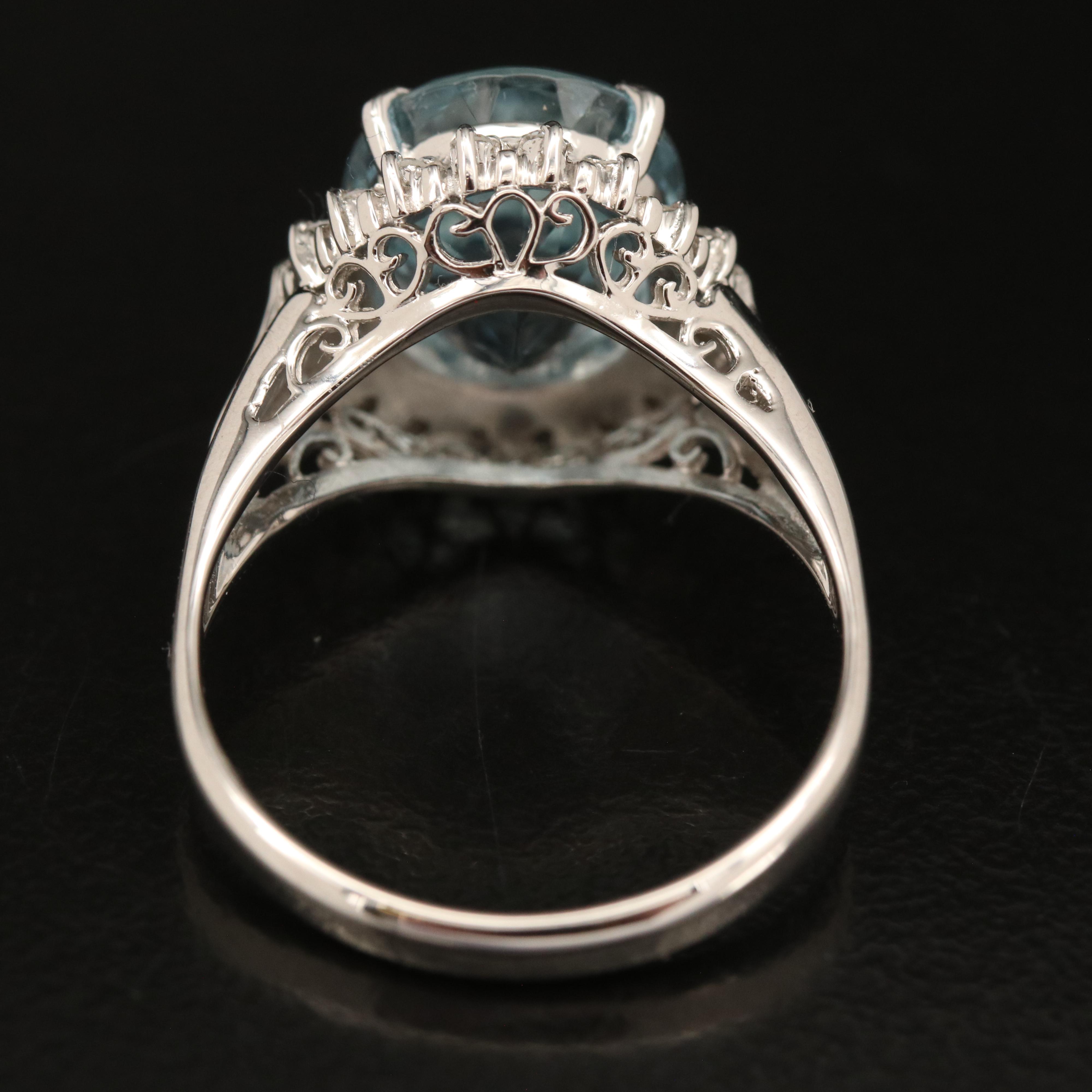 Platinum 3.96 CT Aquamarine and Diamond Ring