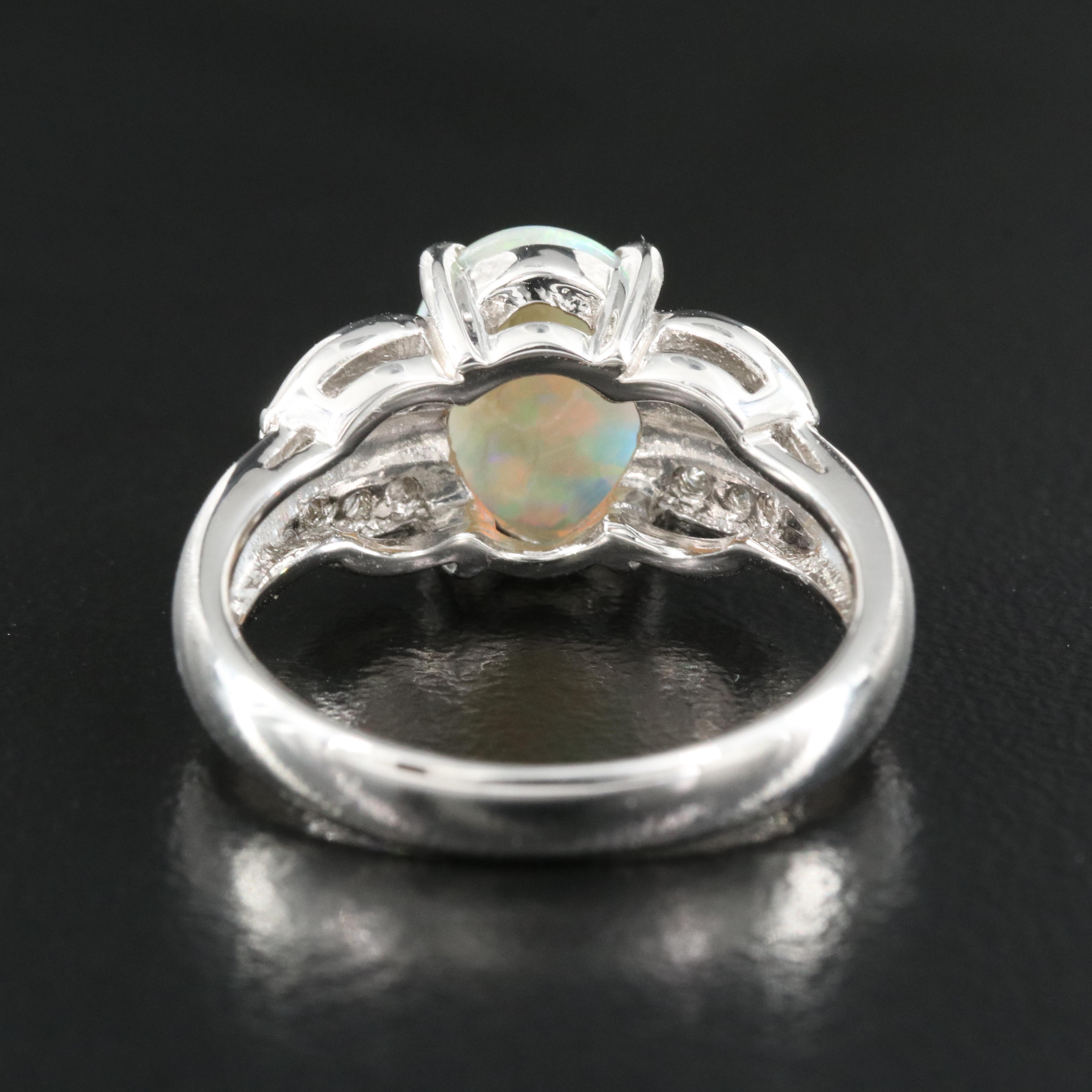 Platinum Opal and Diamond Ring