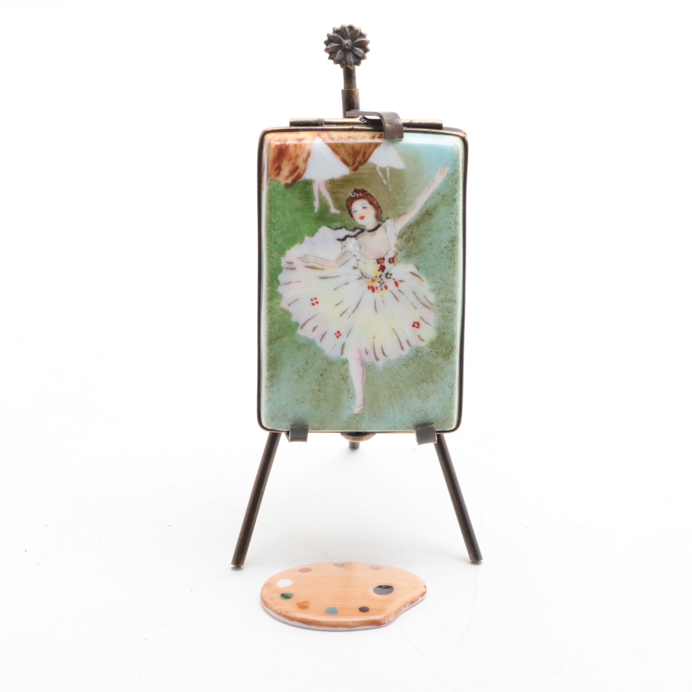 J. Dumont "Ballet ou l'étoile" Porcelain Limoges Box with Paint Palette