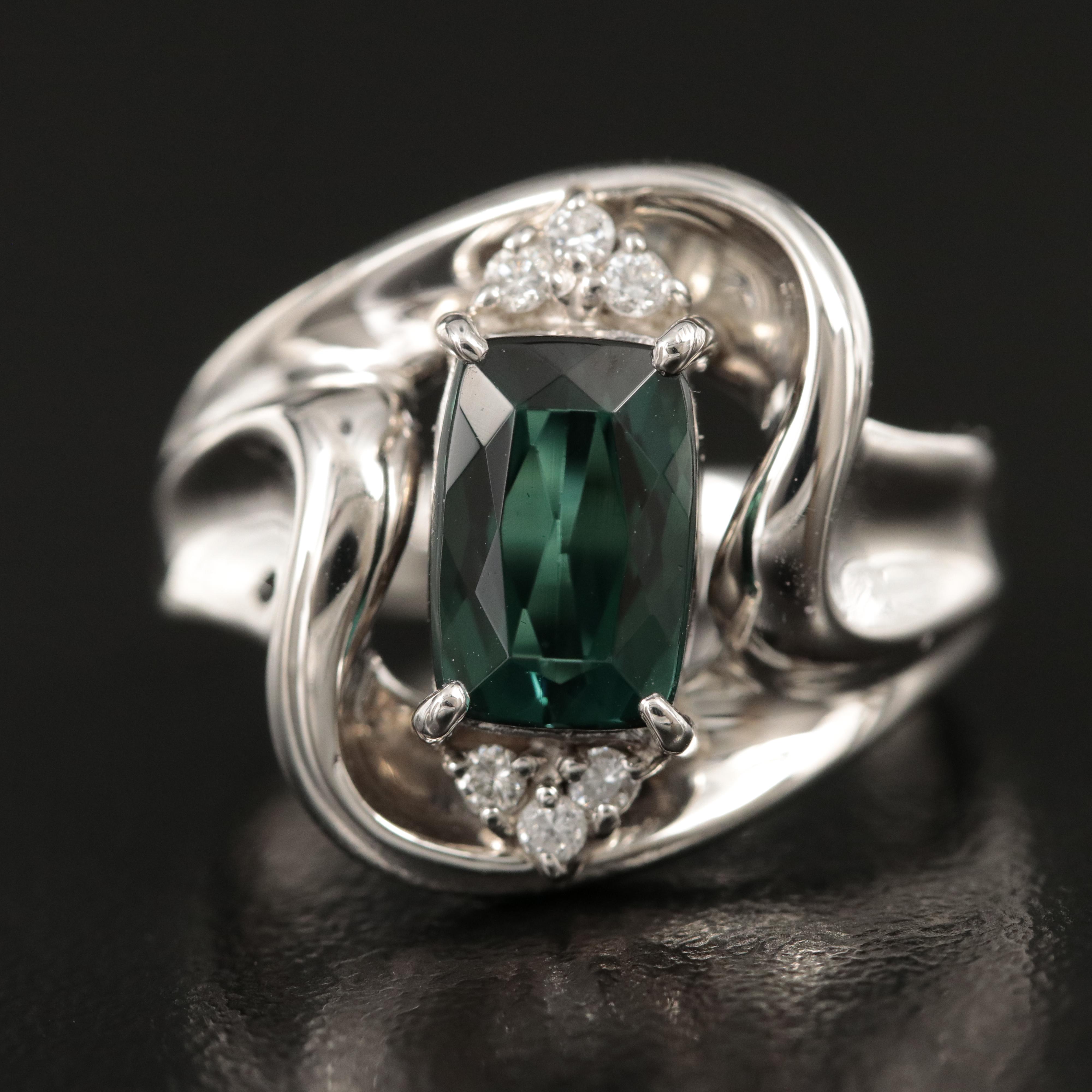 Platinum Tourmaline and Diamond Ring