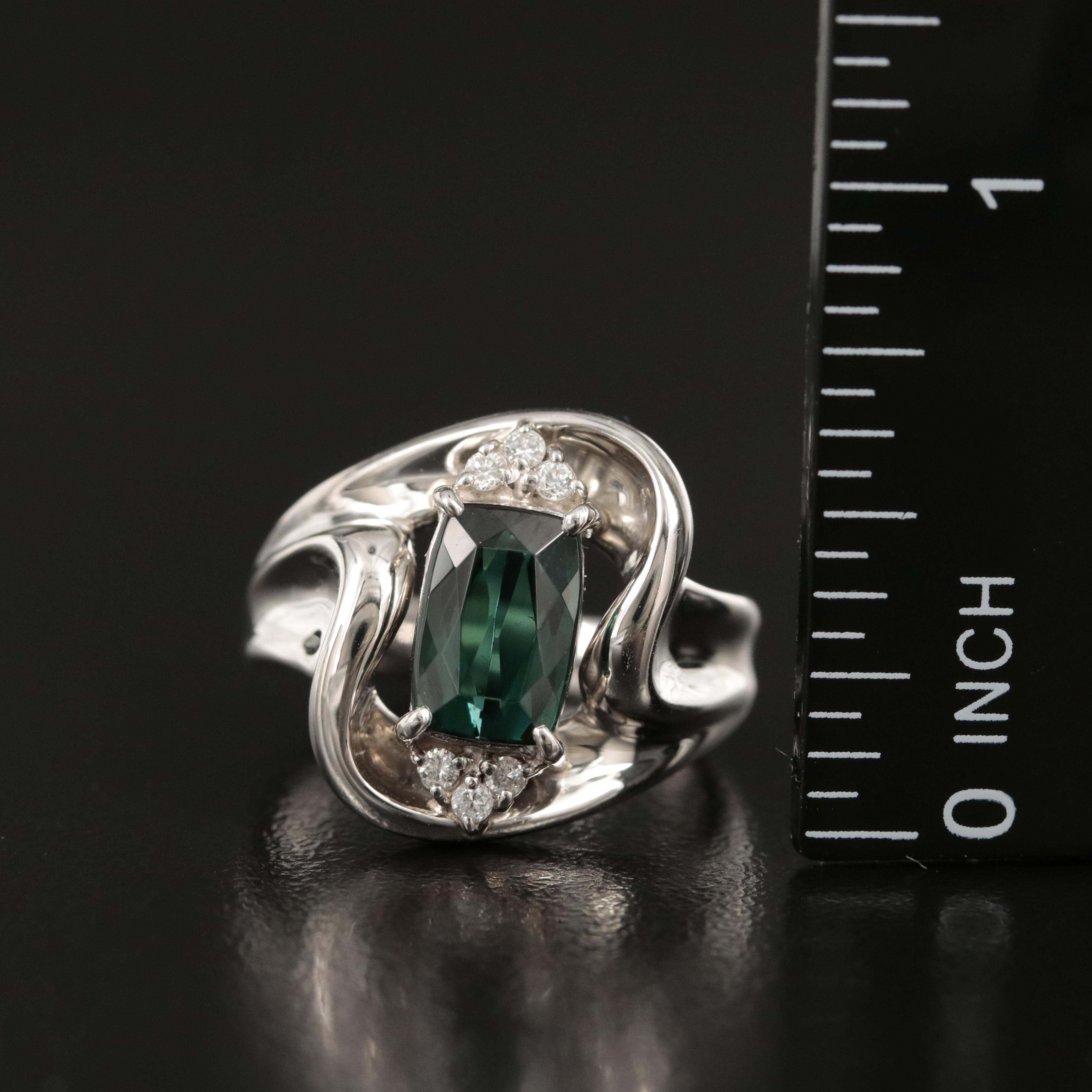 Platinum Tourmaline and Diamond Ring