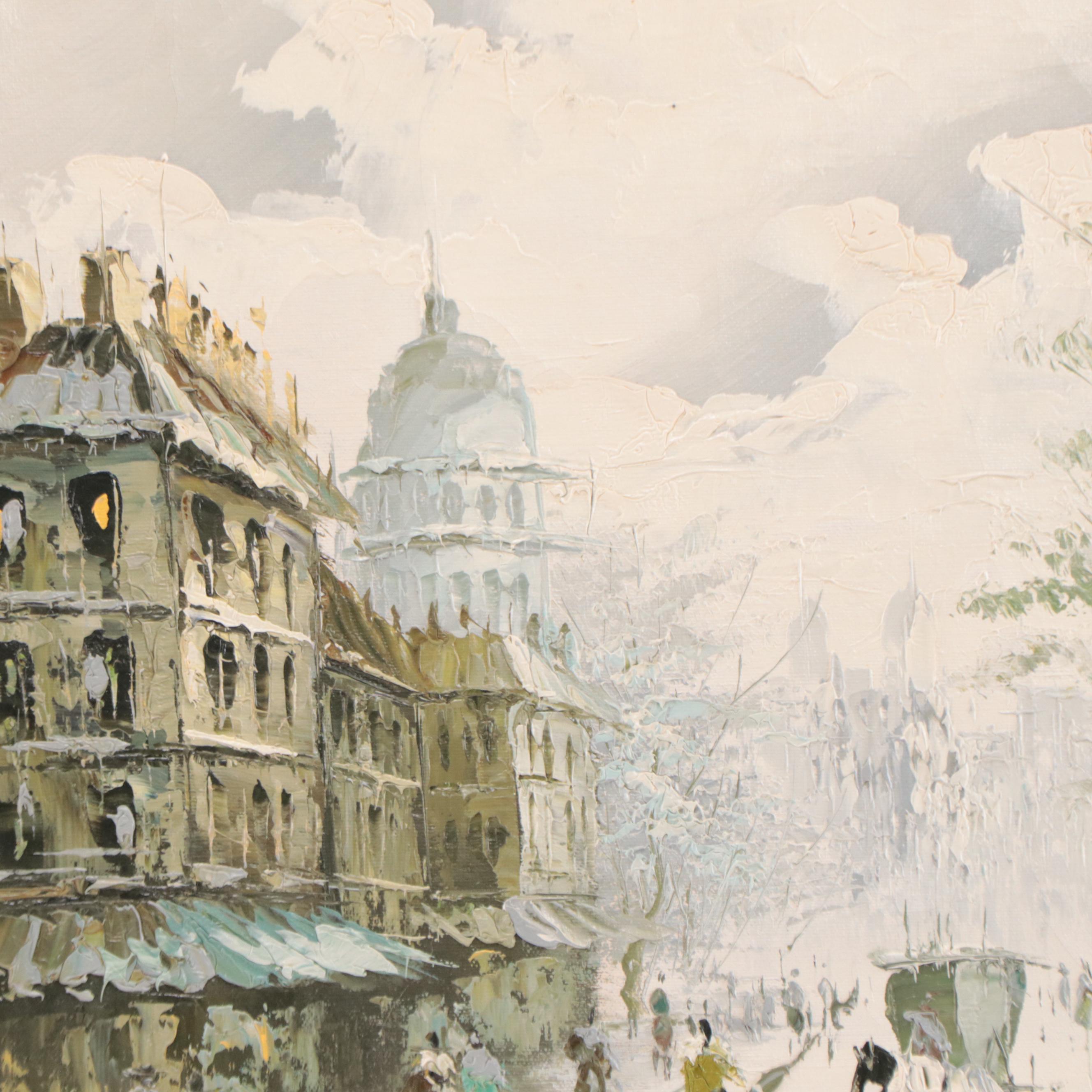 W. Newton Parisian Street Scene Oil Painting