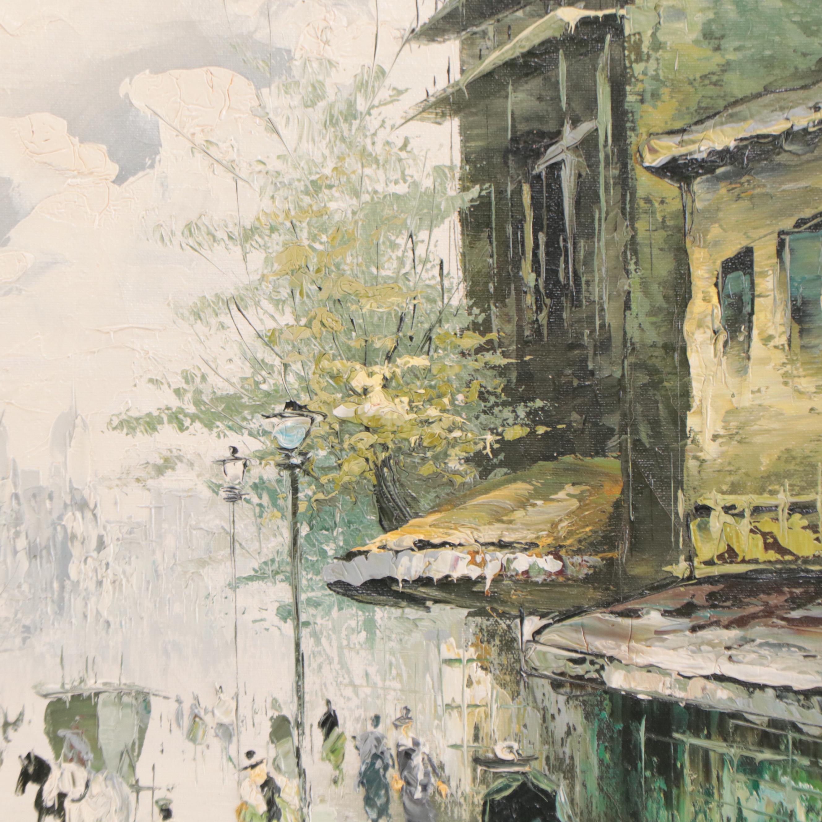 W. Newton Parisian Street Scene Oil Painting