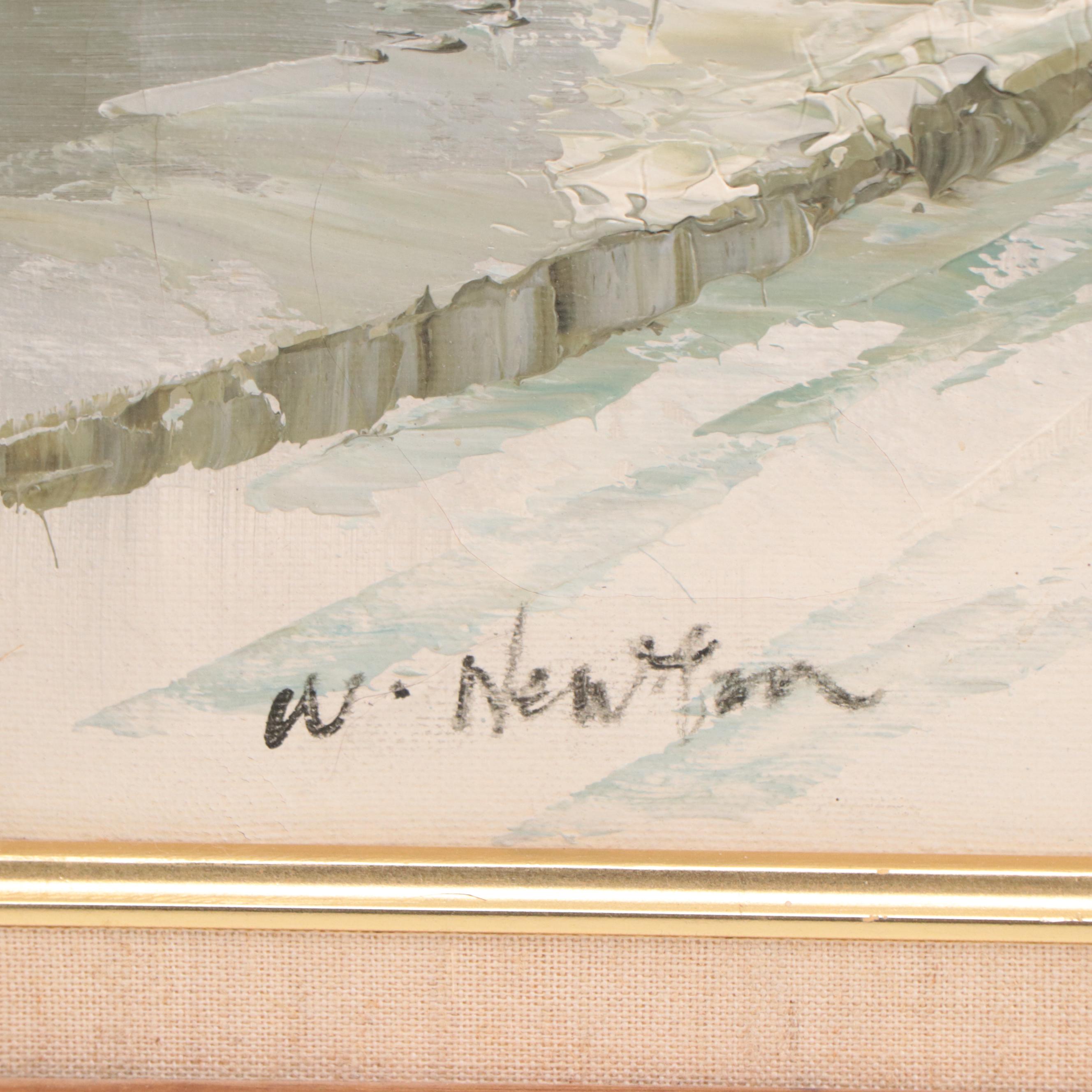 W. Newton Parisian Street Scene Oil Painting