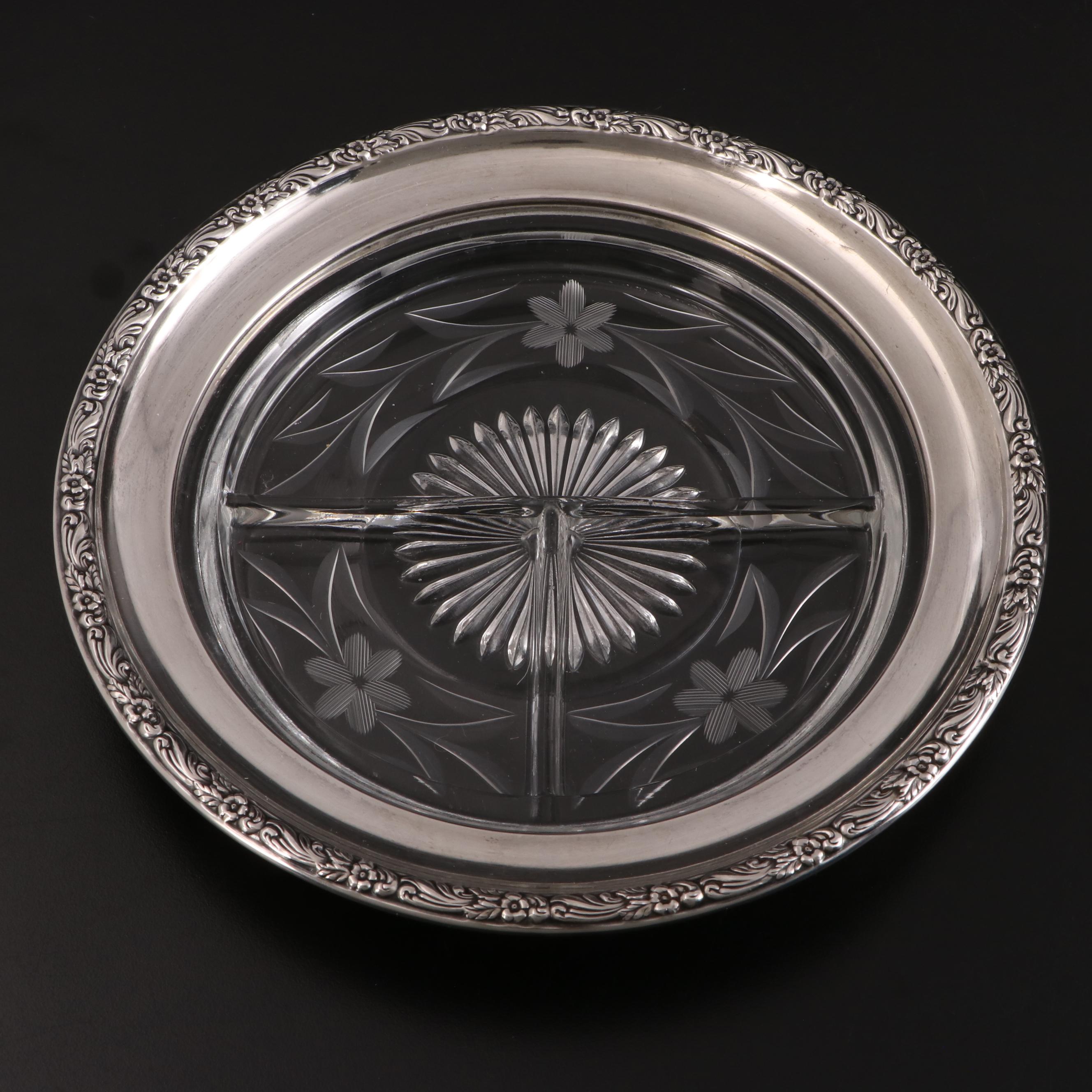 Sterling Silver Rimmed Glass Coasters and More Tableware, Early/ Mid-20th C.