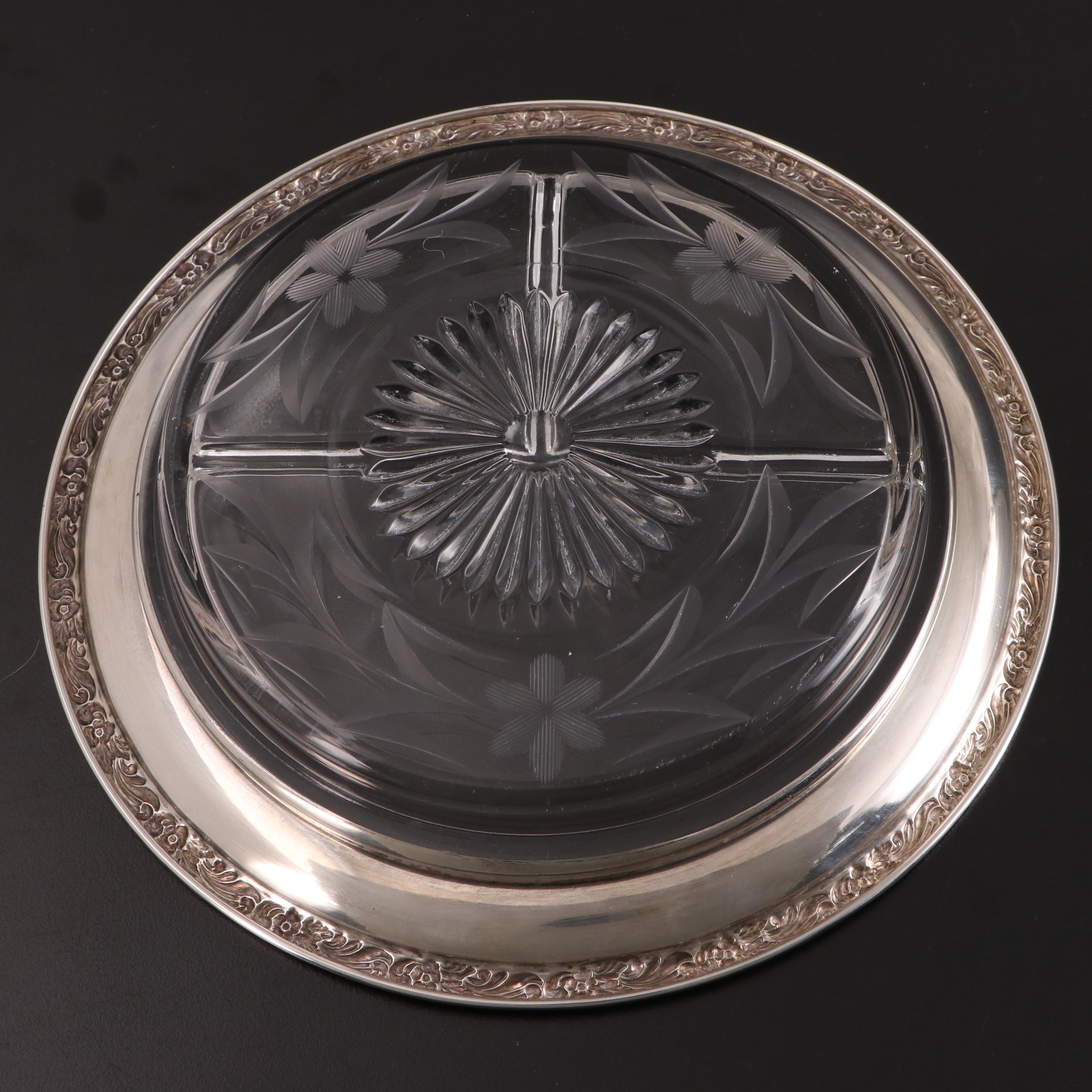 Sterling Silver Rimmed Glass Coasters and More Tableware, Early/ Mid-20th C.