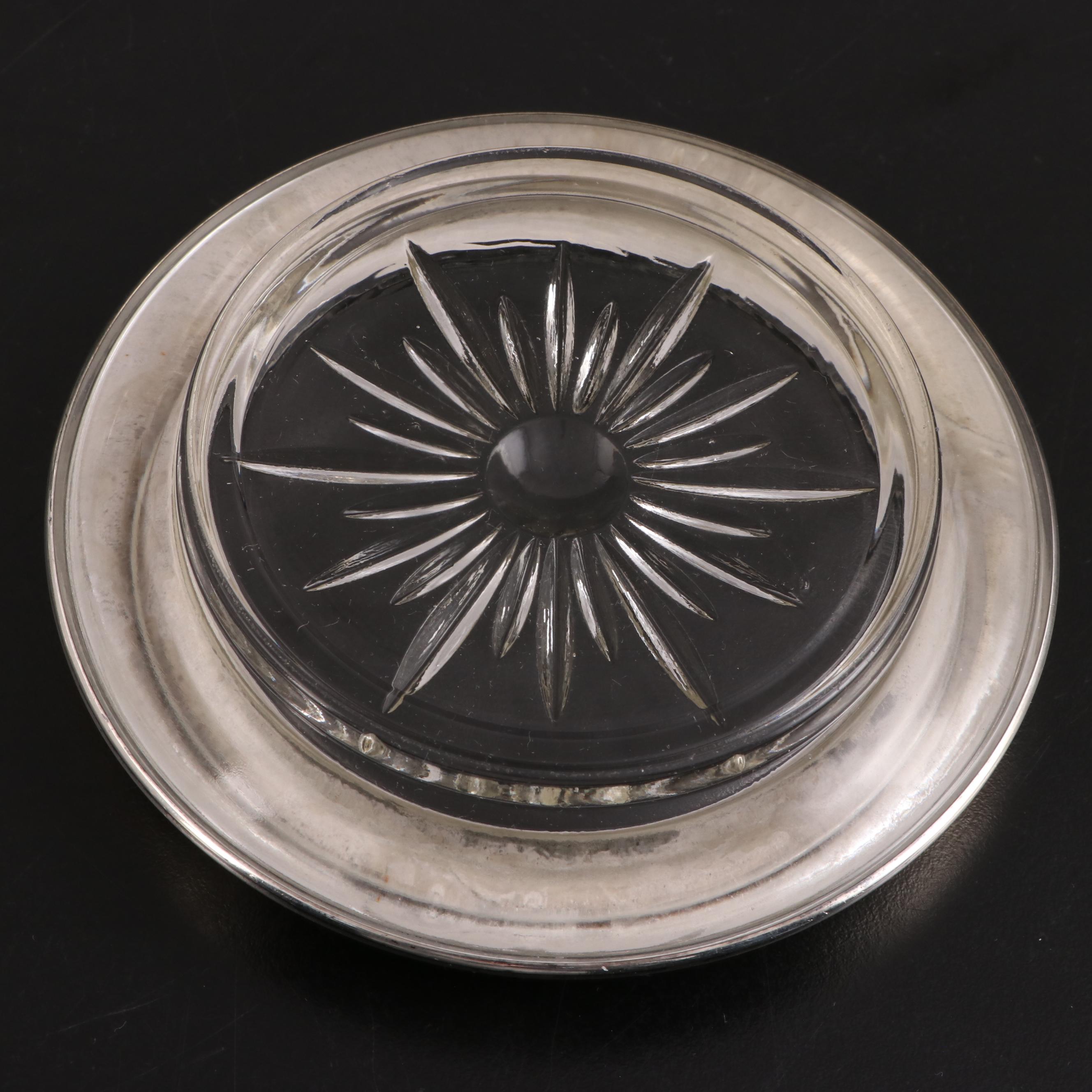 Sterling Silver Rimmed Glass Coasters and More Tableware, Early/ Mid-20th C.