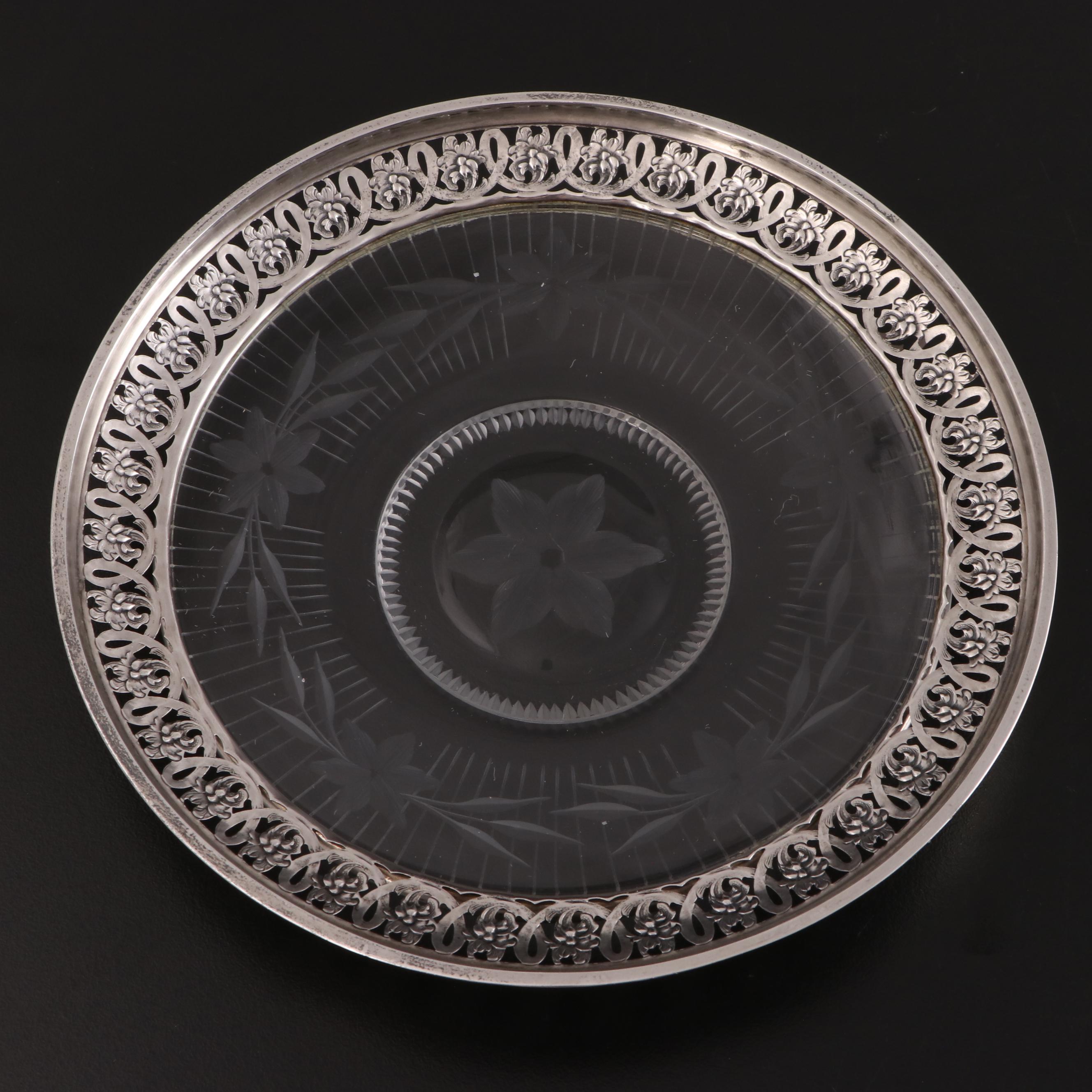 Sterling Silver Rimmed Glass Coasters and More Tableware, Early/ Mid-20th C.