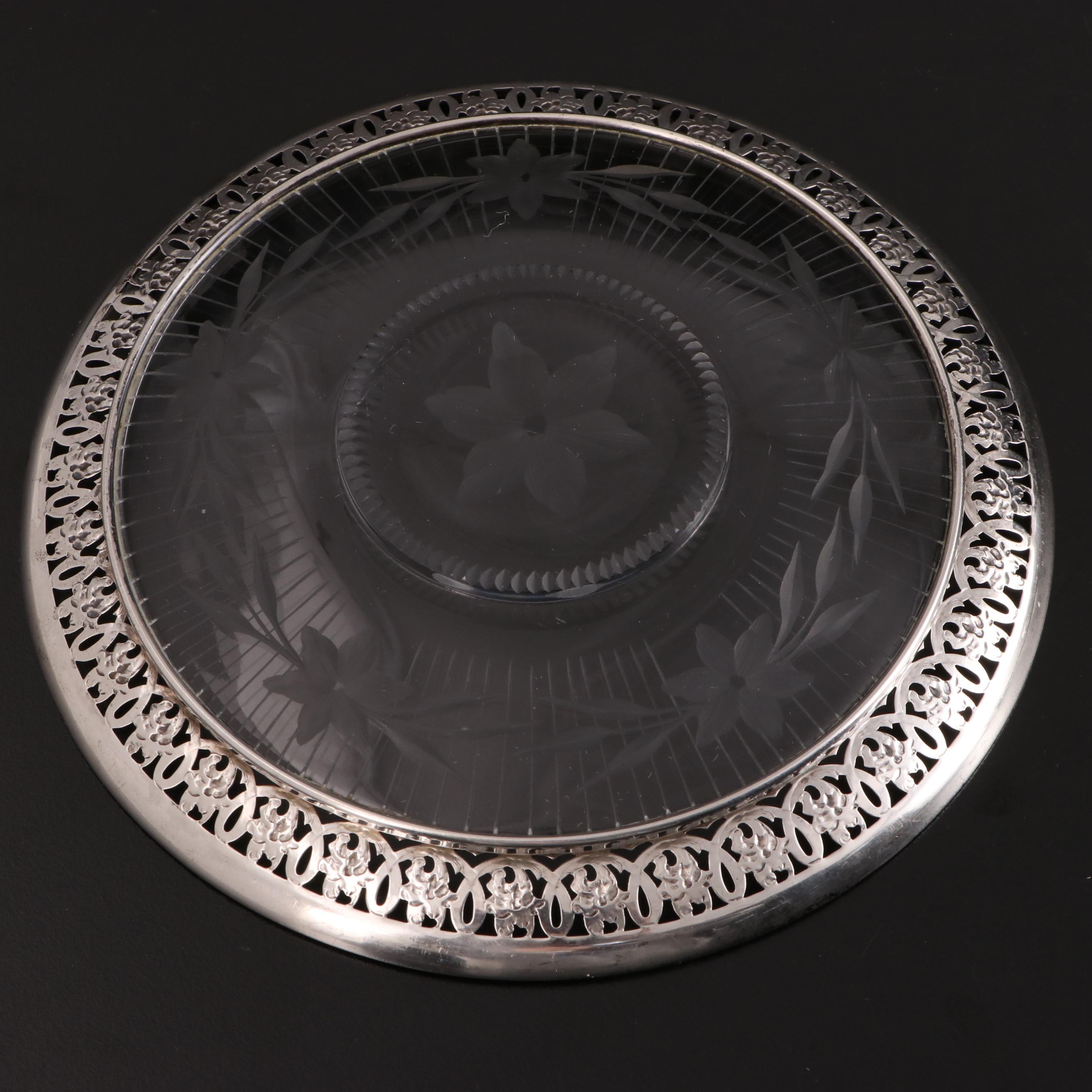 Sterling Silver Rimmed Glass Coasters and More Tableware, Early/ Mid-20th C.