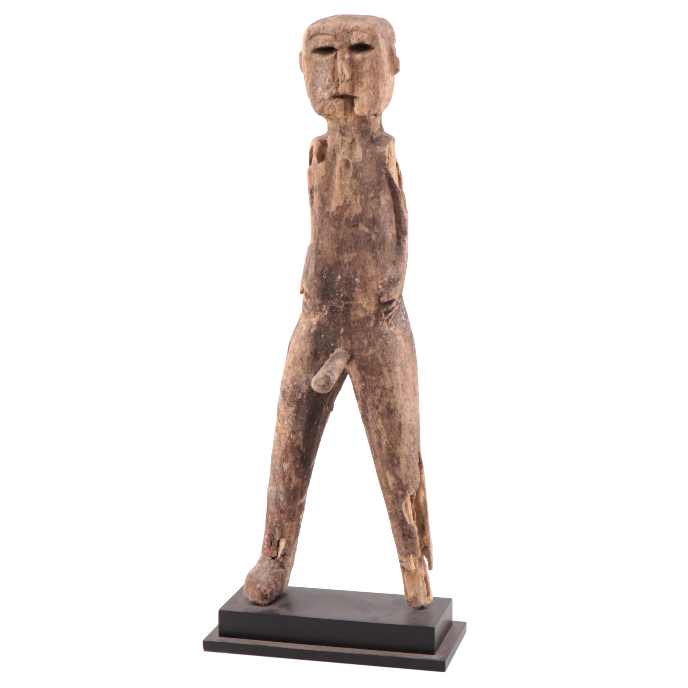 Pacific Islands Hand-Carved Wood Male Fertility Sculpture