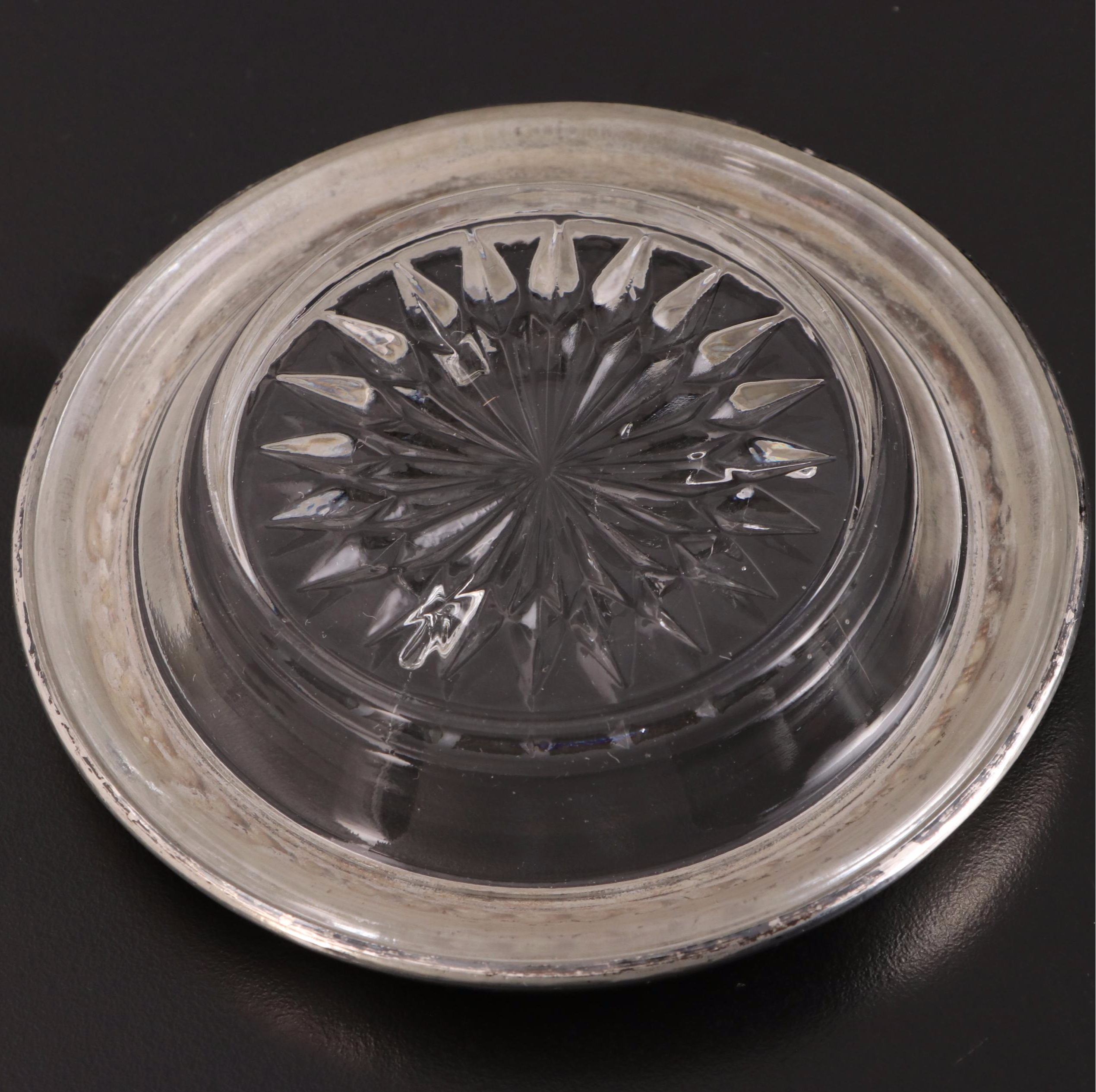 Sterling Silver Rimmed Glass Coasters and More Tableware, Early/ Mid-20th C.