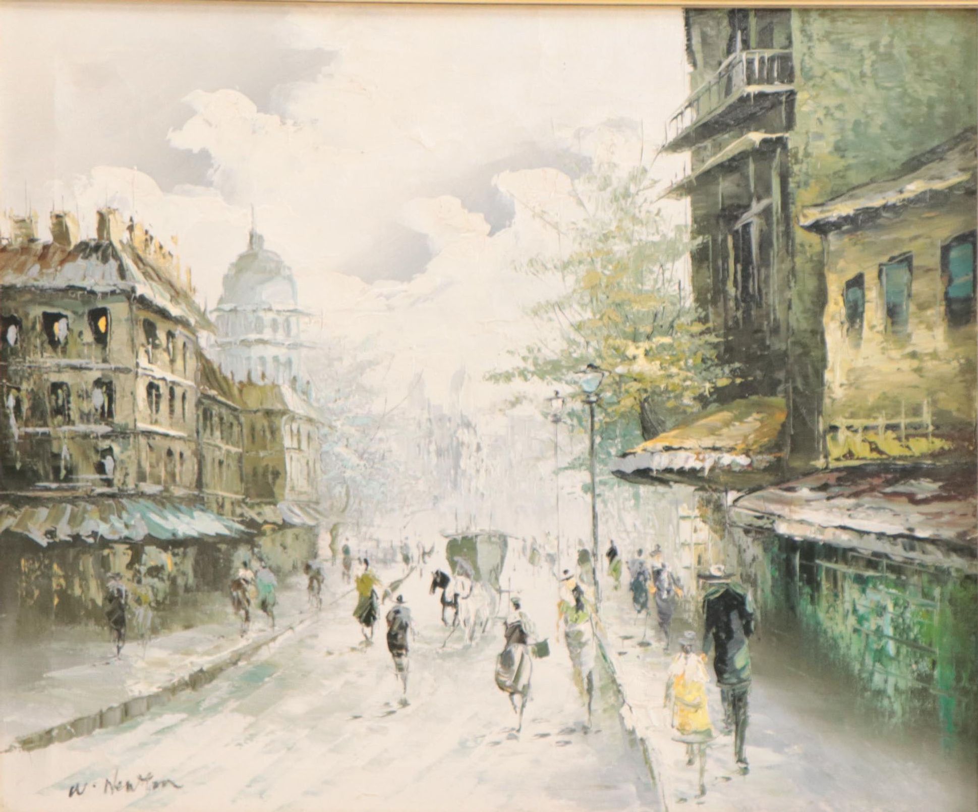 W. Newton Parisian Street Scene Oil Painting