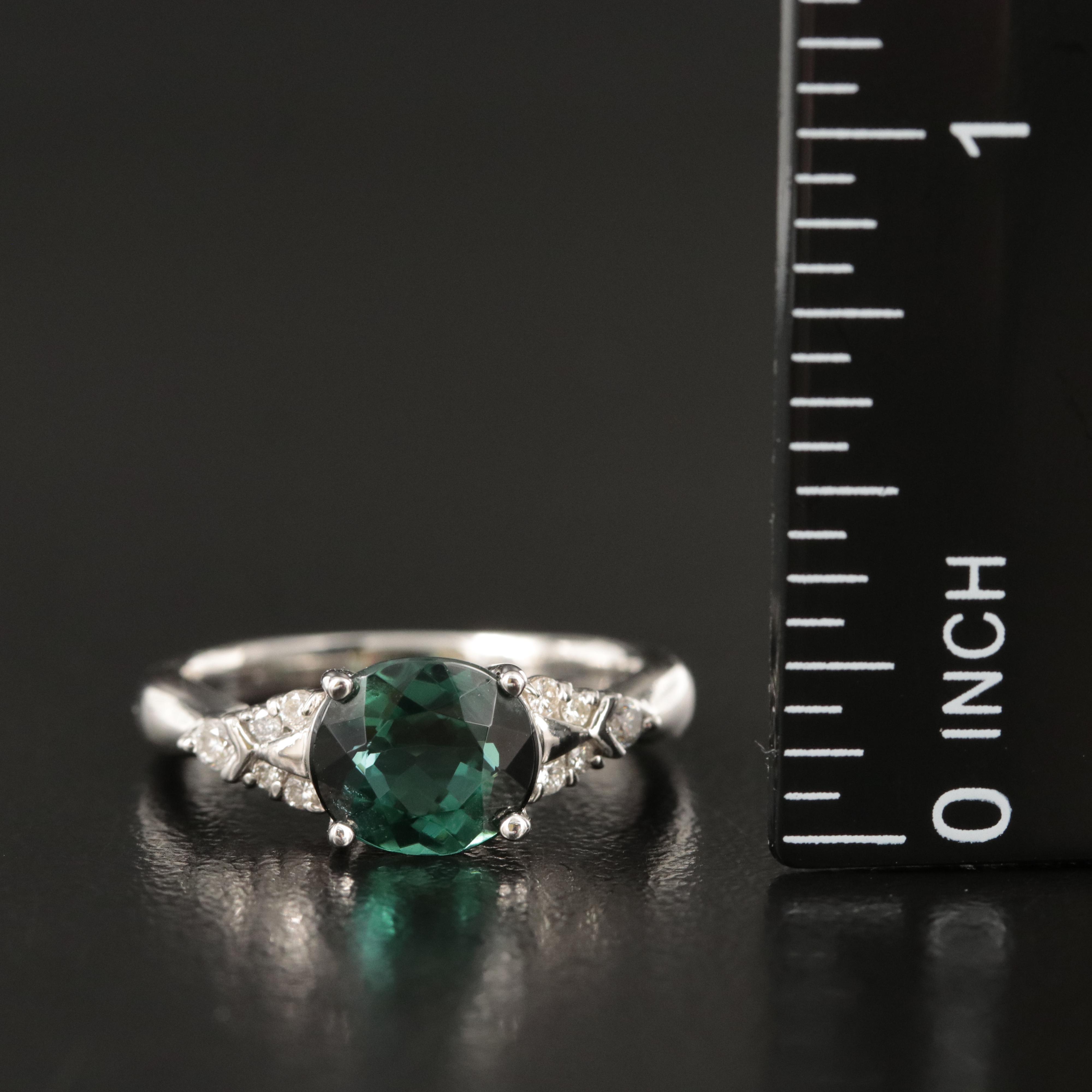 Platinum 1.70 CT Tourmaline and Diamond Ring