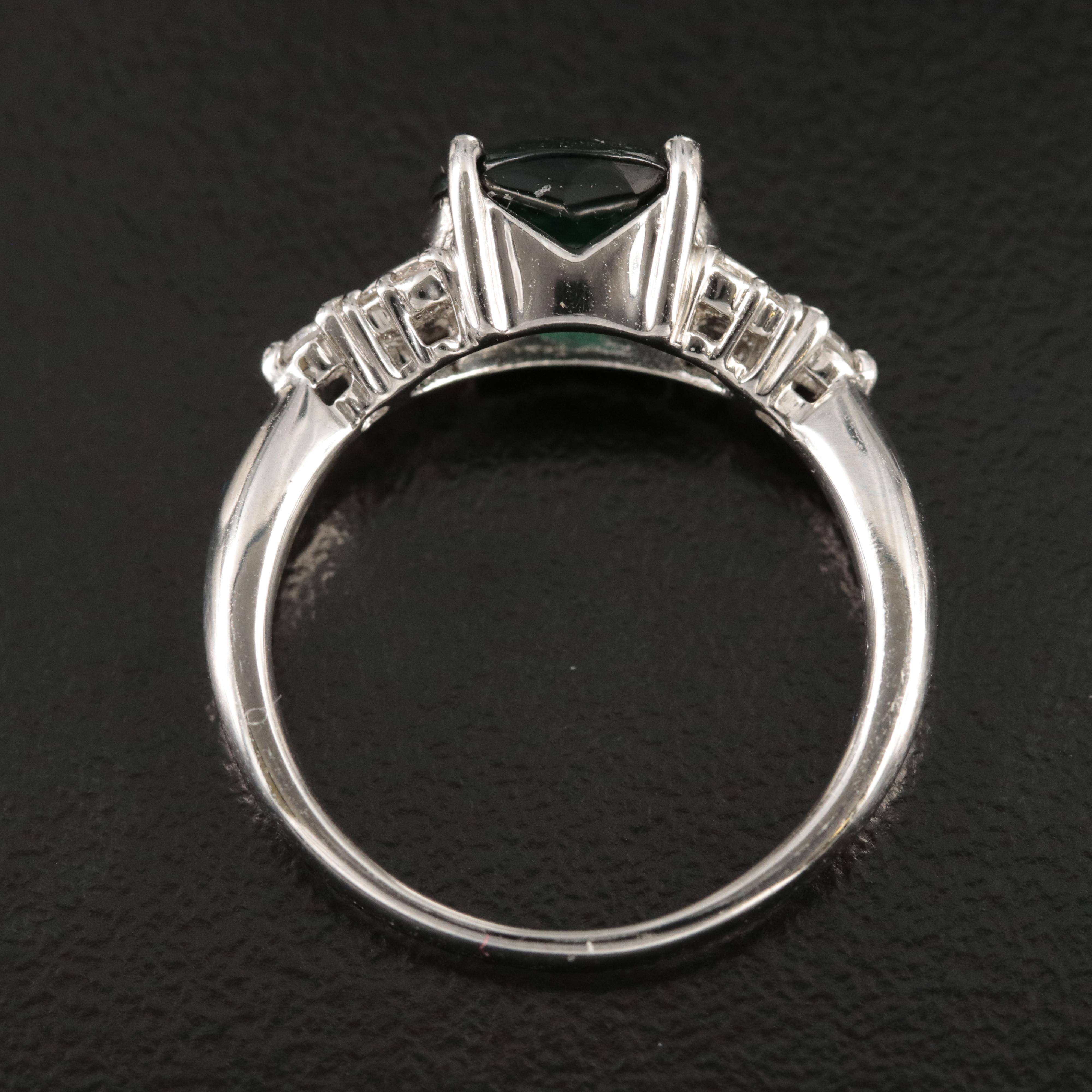 Platinum 1.70 CT Tourmaline and Diamond Ring