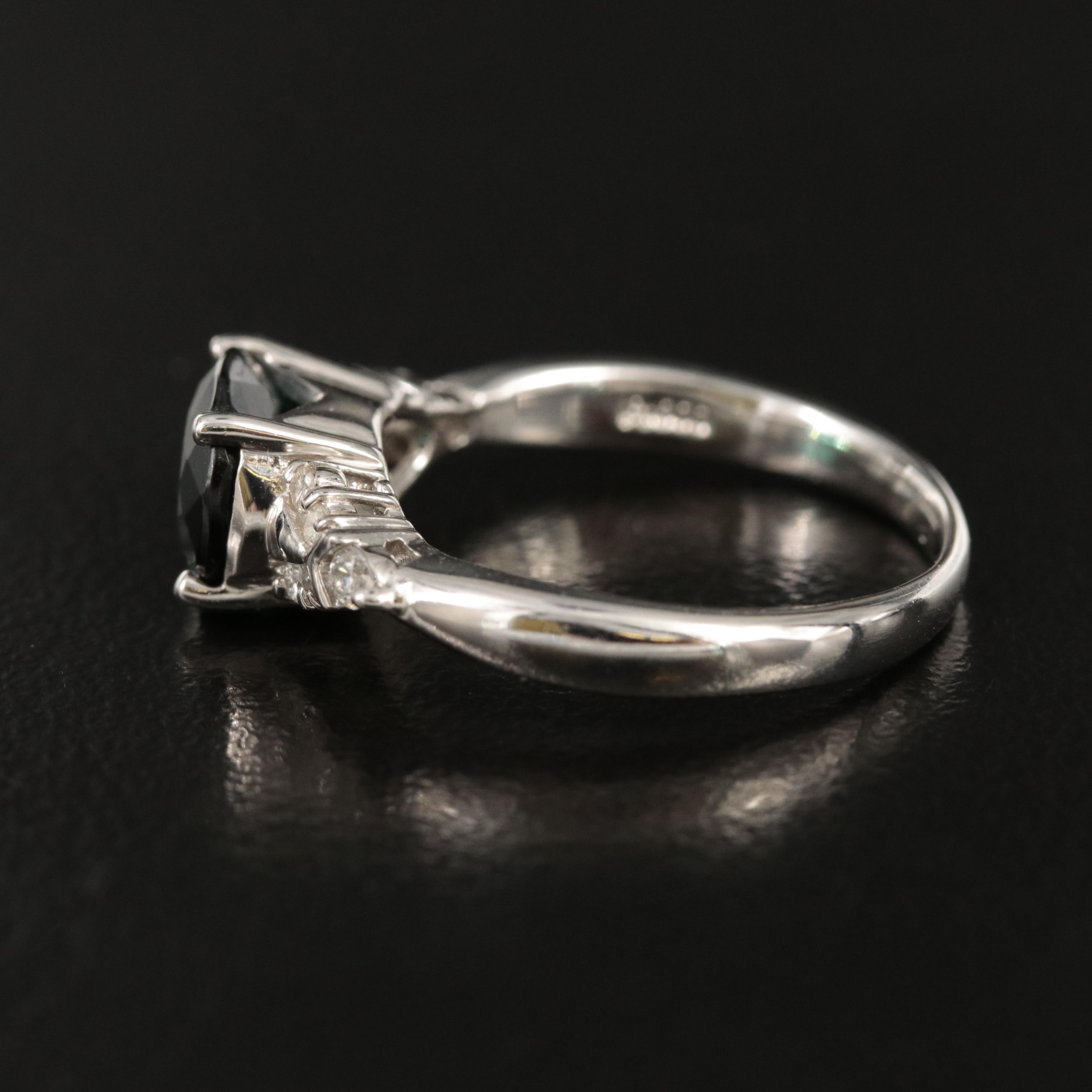 Platinum 1.70 CT Tourmaline and Diamond Ring