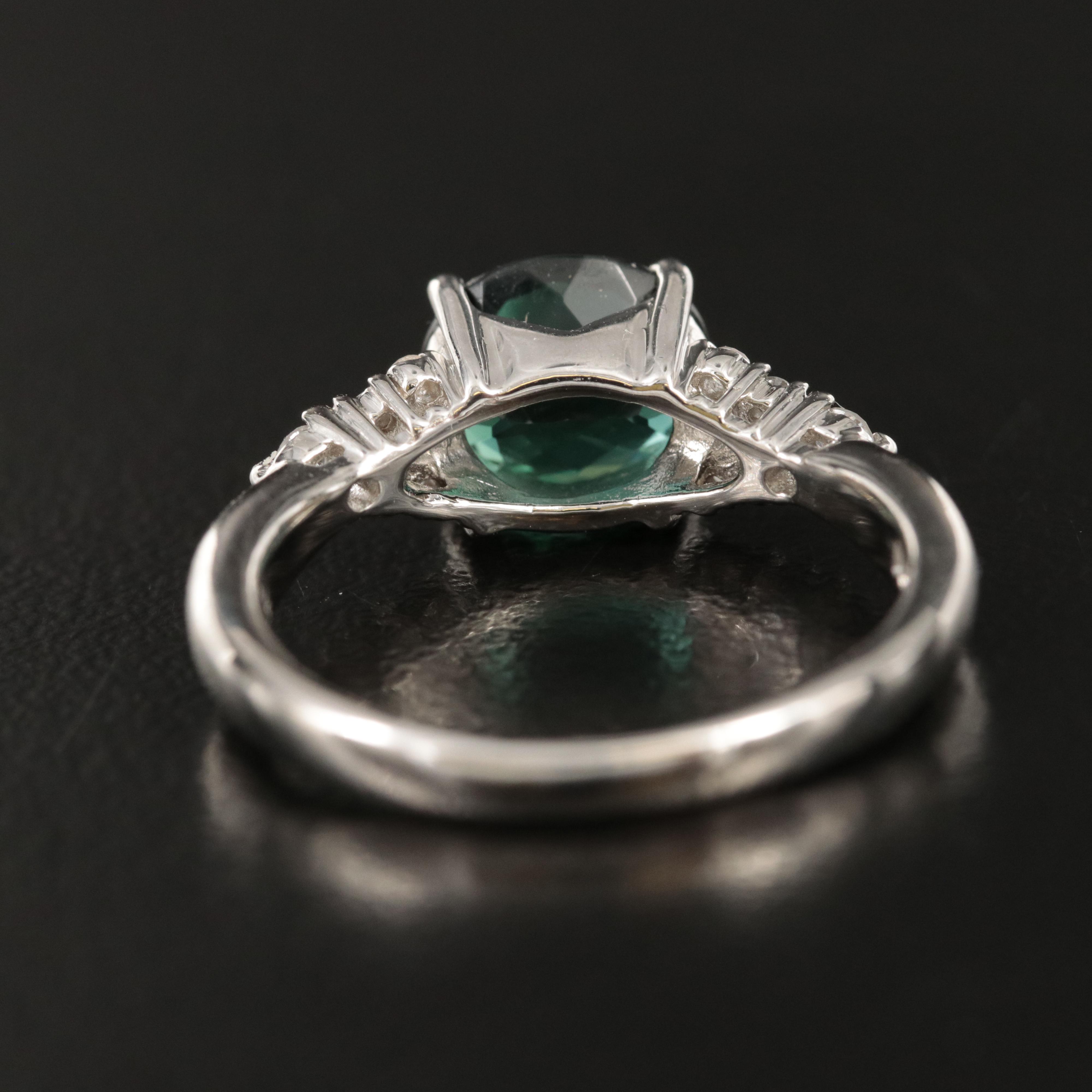 Platinum 1.70 CT Tourmaline and Diamond Ring