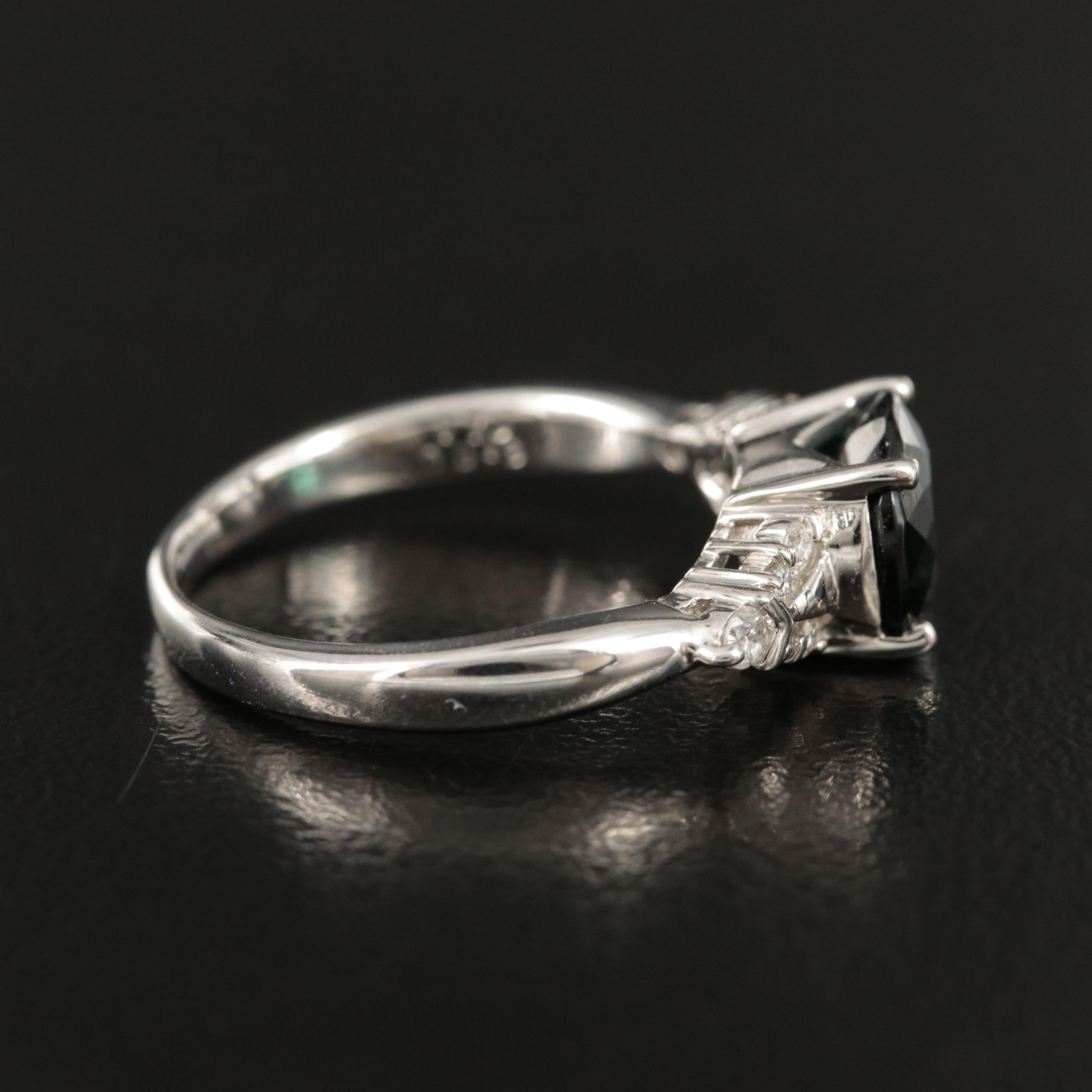 Platinum 1.70 CT Tourmaline and Diamond Ring