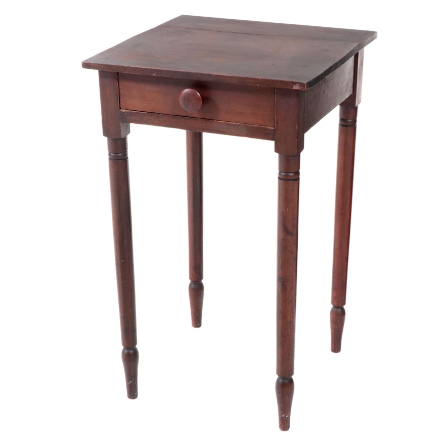 American Primitive Walnut One-Drawer Stand, Mid-19th Century