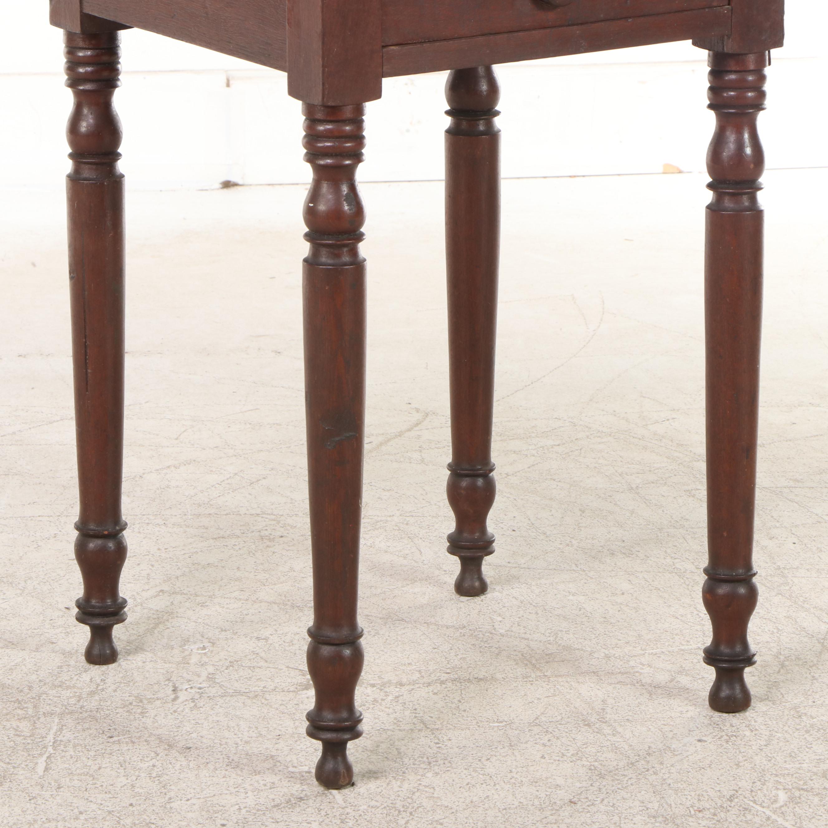 American Primitive Walnut Side Table, 19th Century