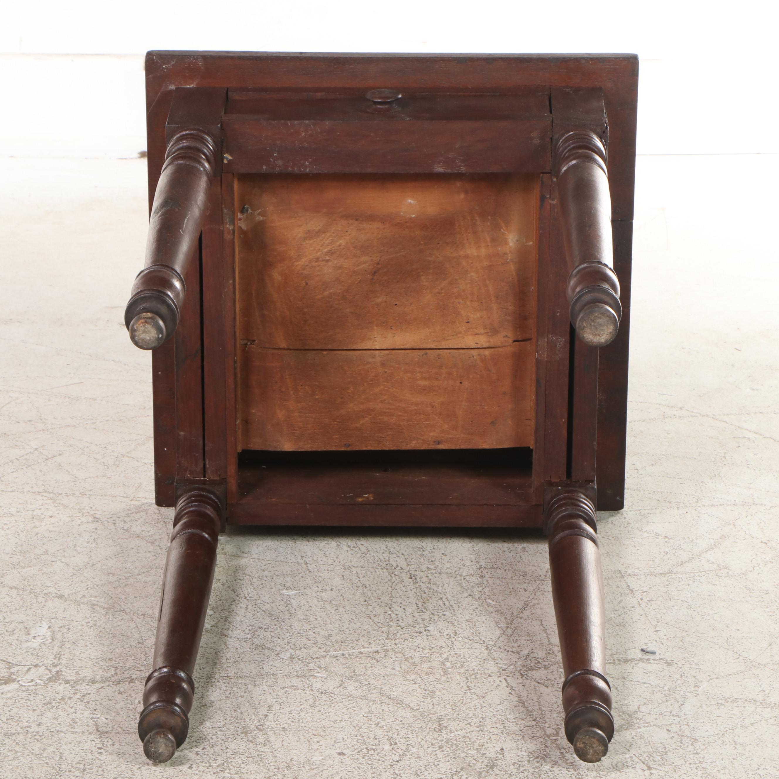 American Primitive Walnut Side Table, 19th Century