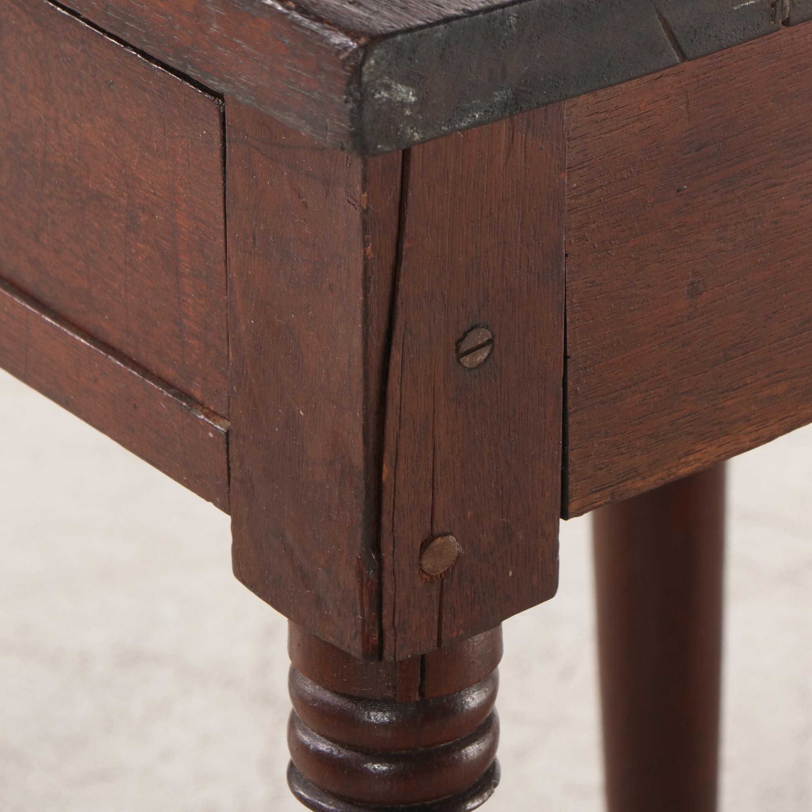 American Primitive Walnut Side Table, 19th Century