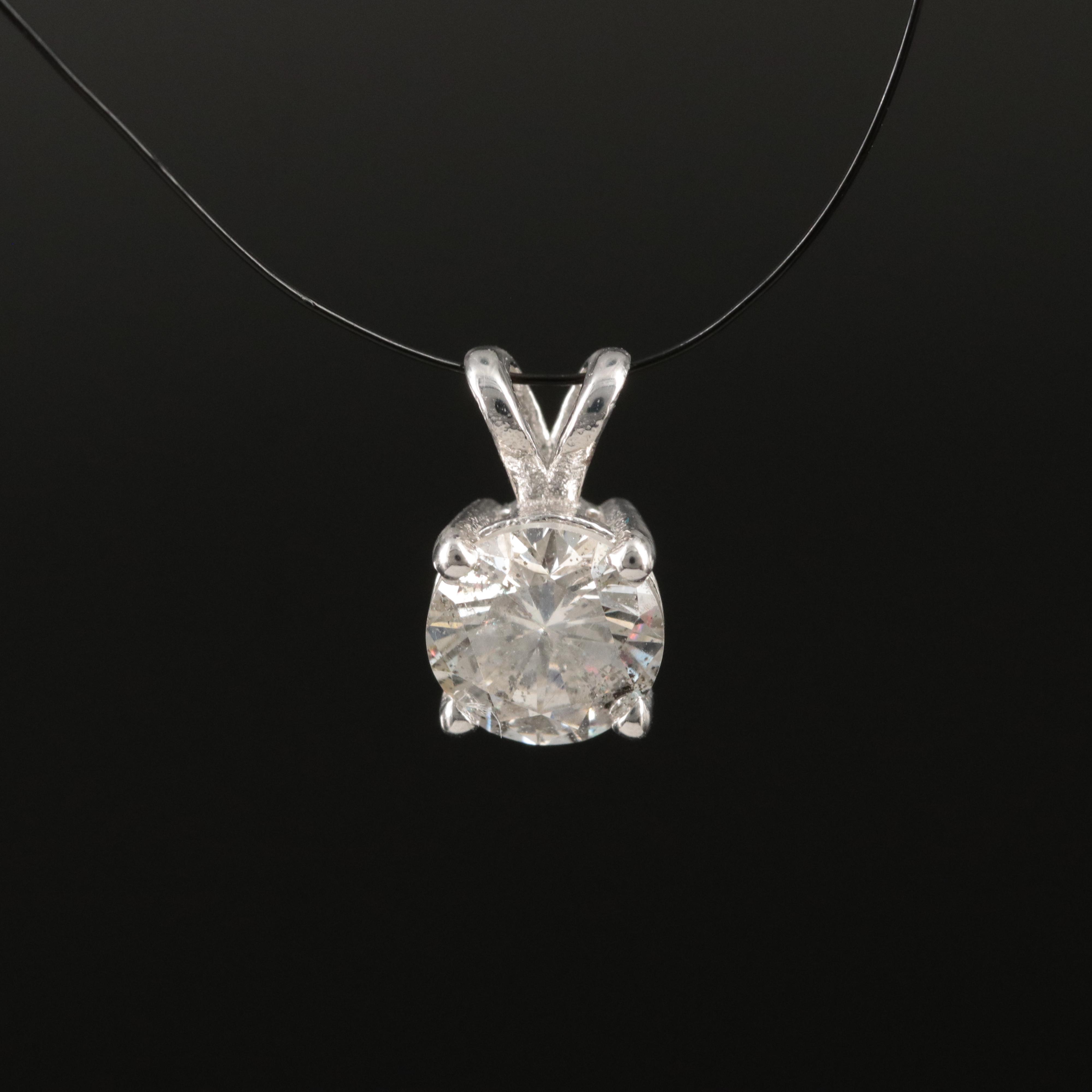 14K 0.78 CT Diamond Solitaire Pendant