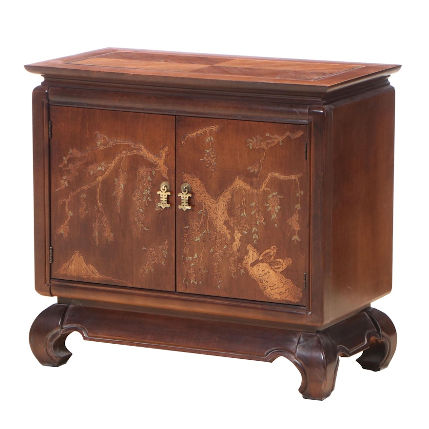 Chinese Style Press-Decorated Hardwood Side Cabinet, Mid to Late 20th Century