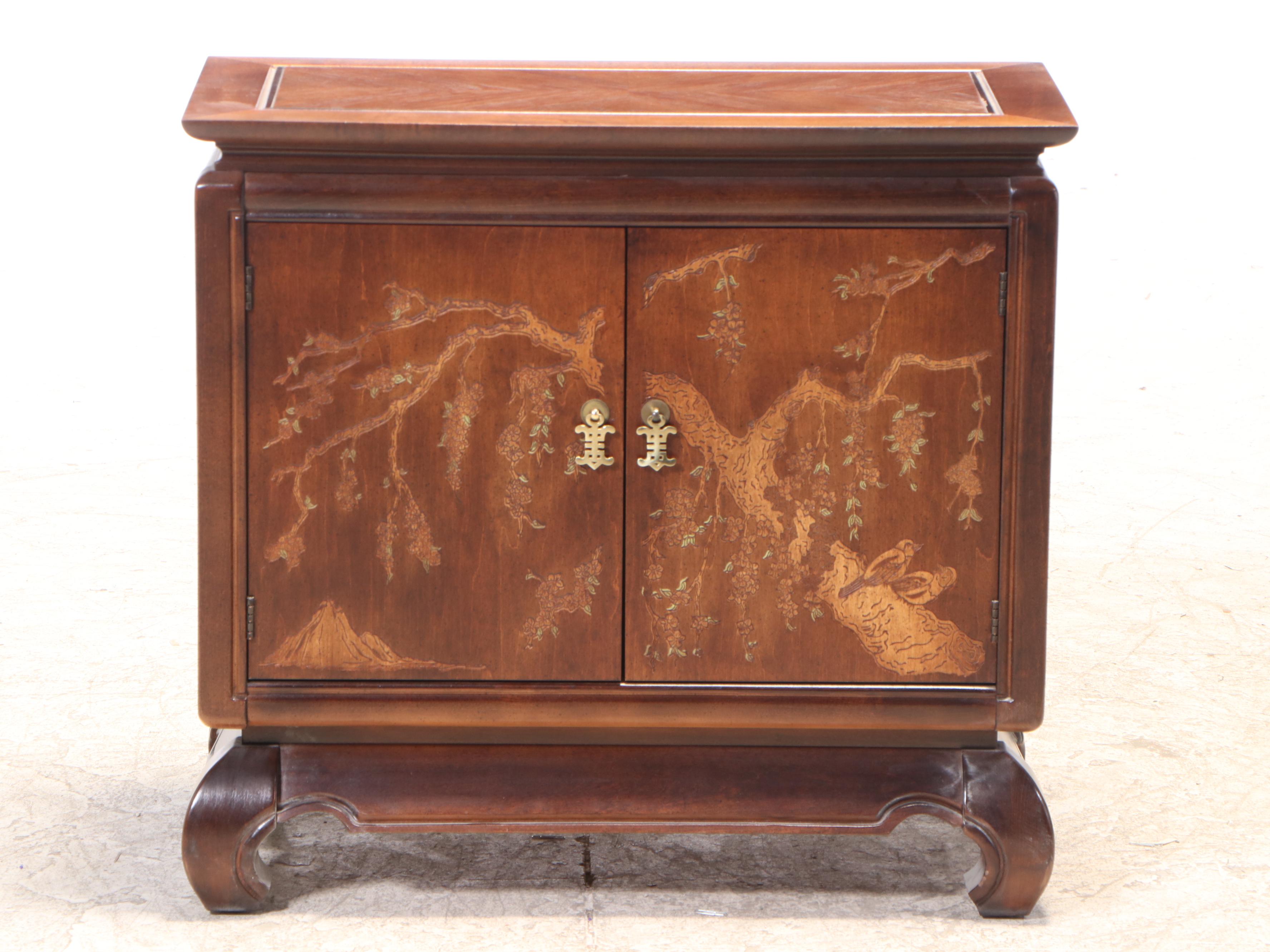 Chinese Style Press-Decorated Hardwood Side Cabinet, Mid to Late 20th Century