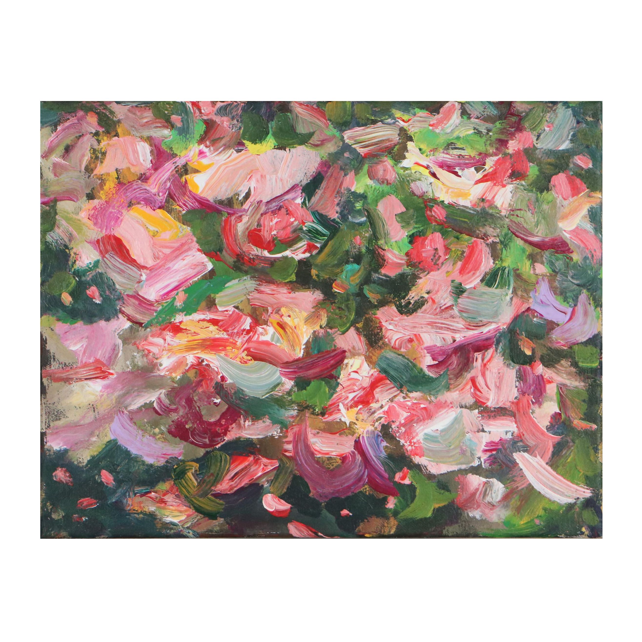 Leif Janek Floral Acrylic Painting, 21st Century