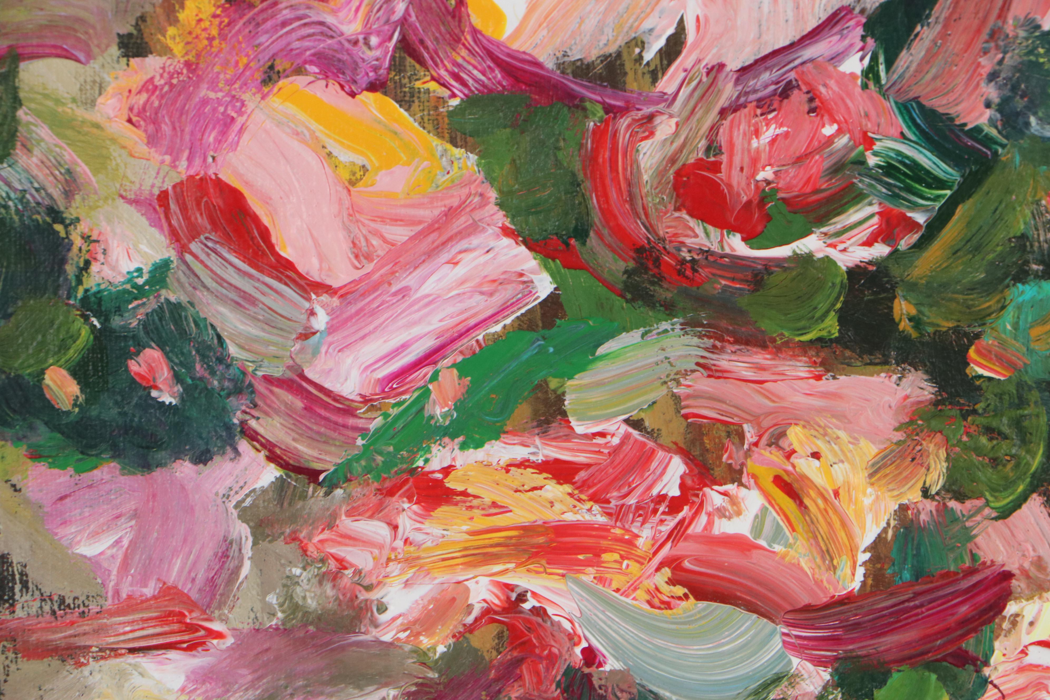 Leif Janek Floral Acrylic Painting, 21st Century