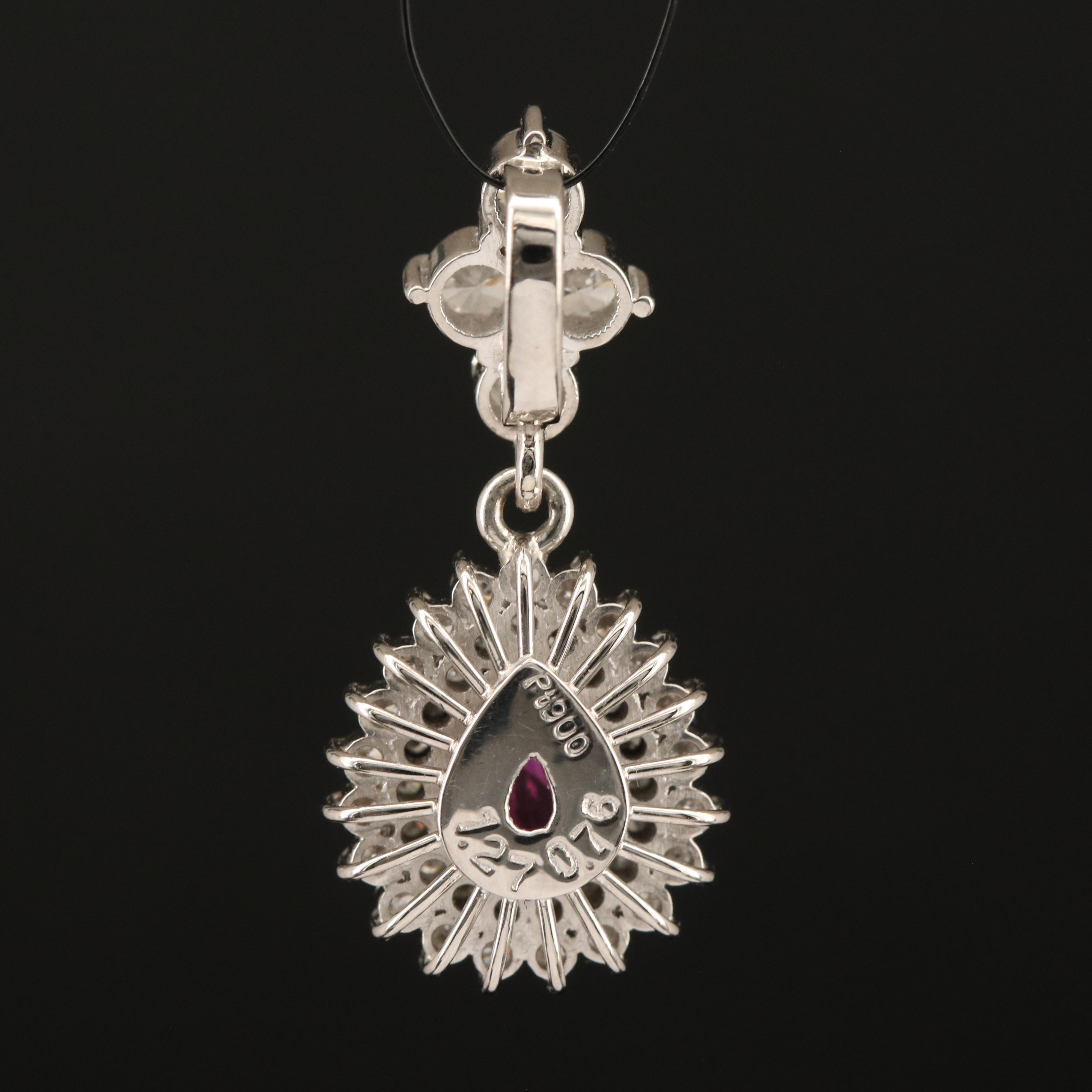 Platinum 1.27 CT Ruby and Diamond Pendant