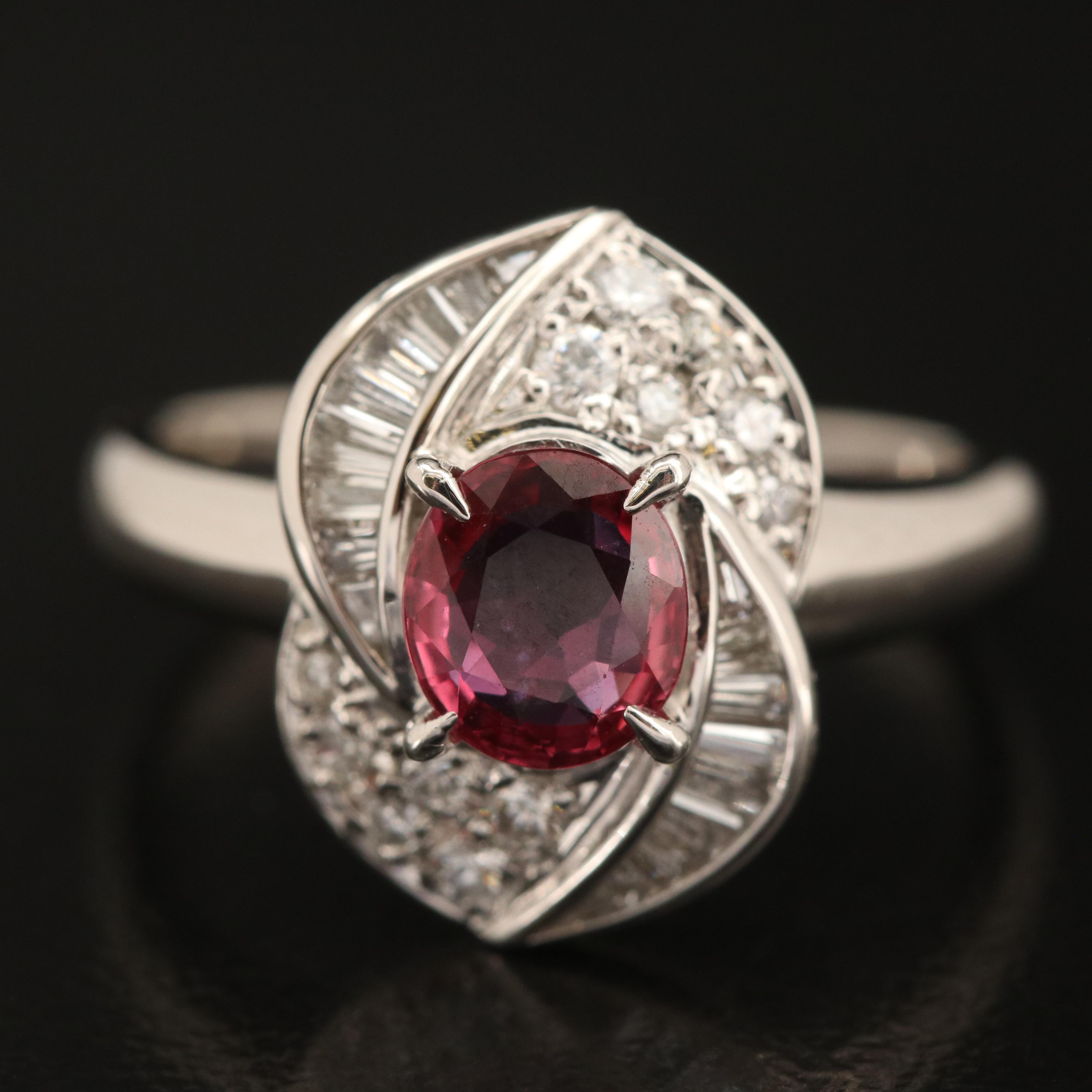 Platinum Ruby and Diamond Ring