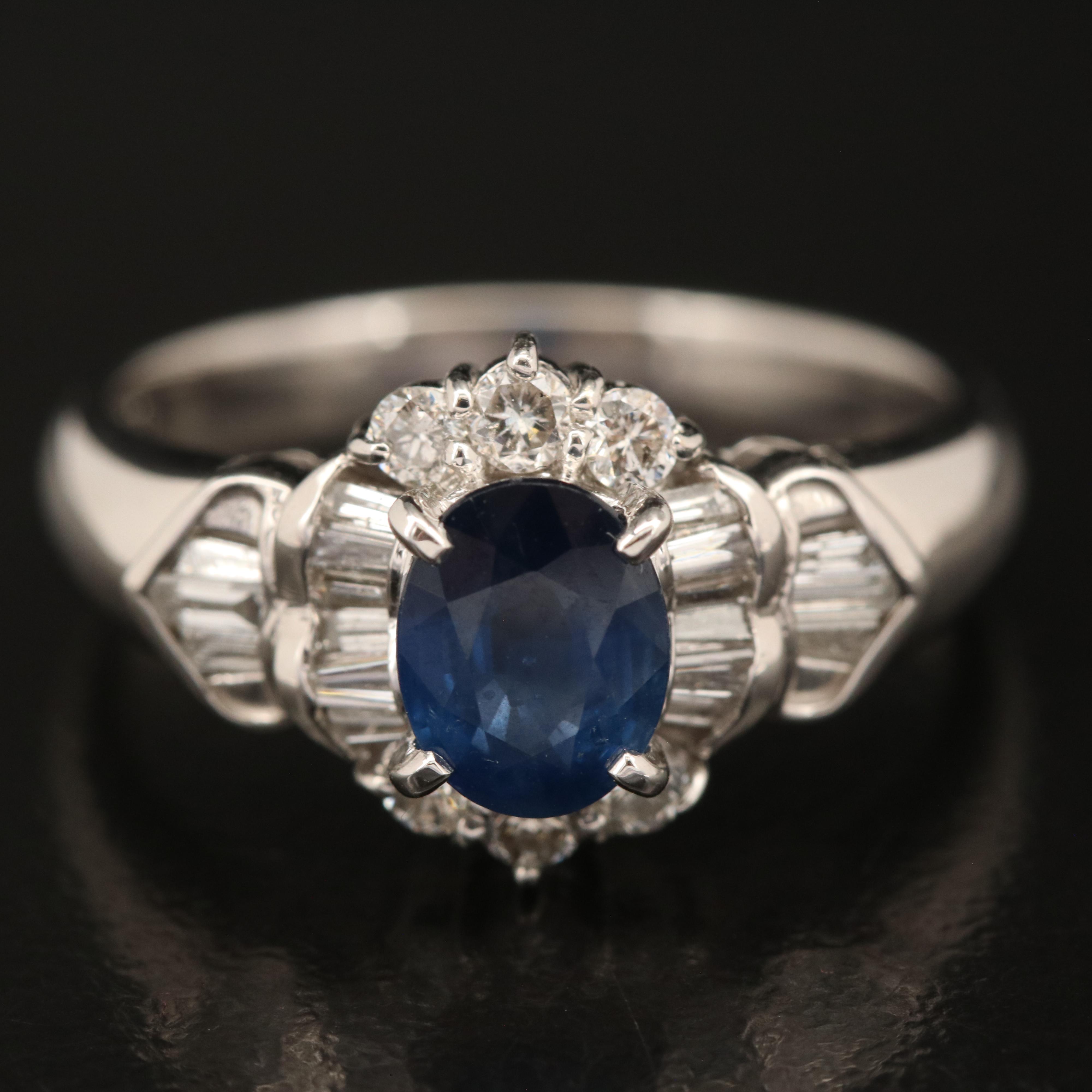 Platinum Sapphire and Diamond Ring