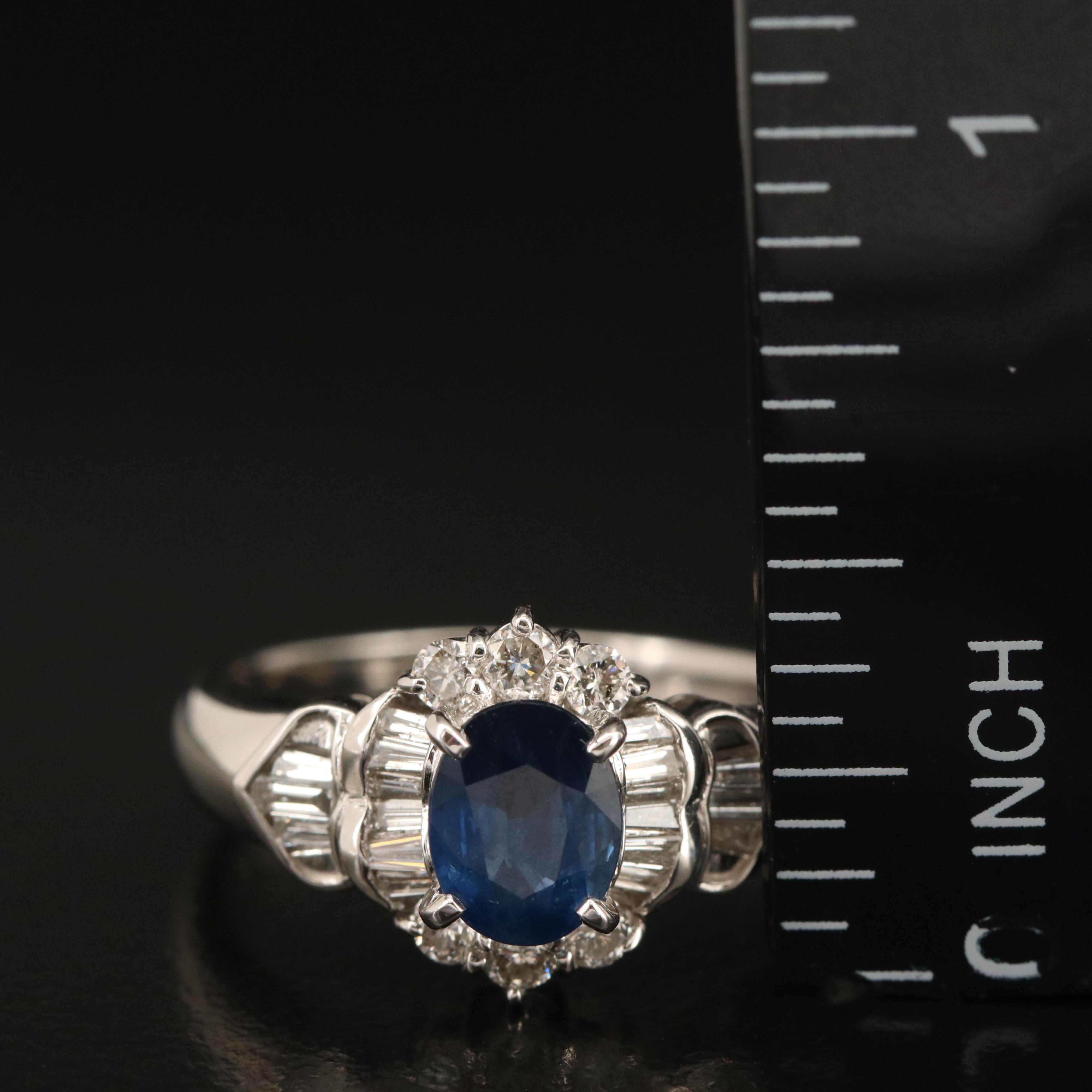 Platinum Sapphire and Diamond Ring