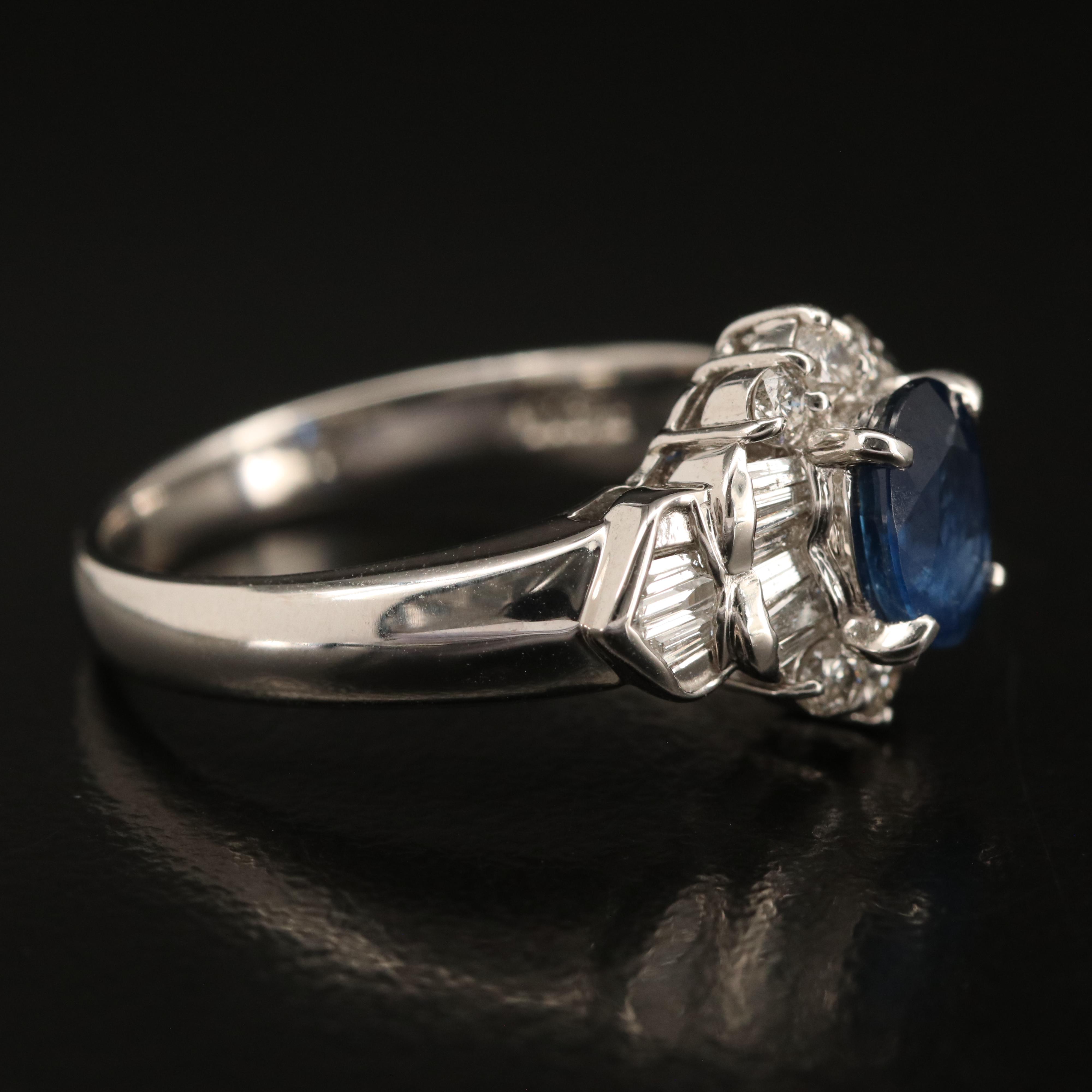 Platinum Sapphire and Diamond Ring