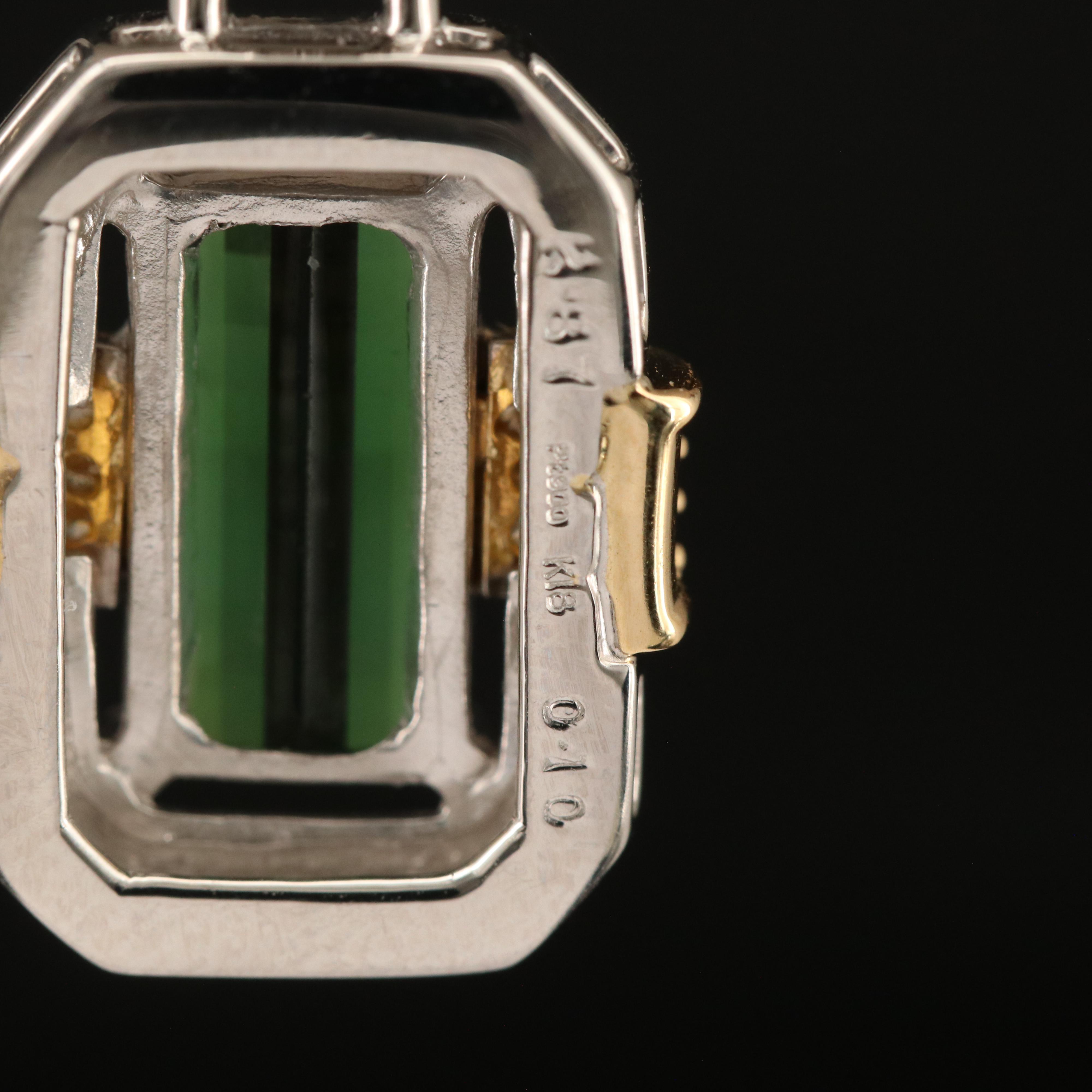 Platinum 2.87 CT Tourmaline and Diamond Pendant with 18K Accent