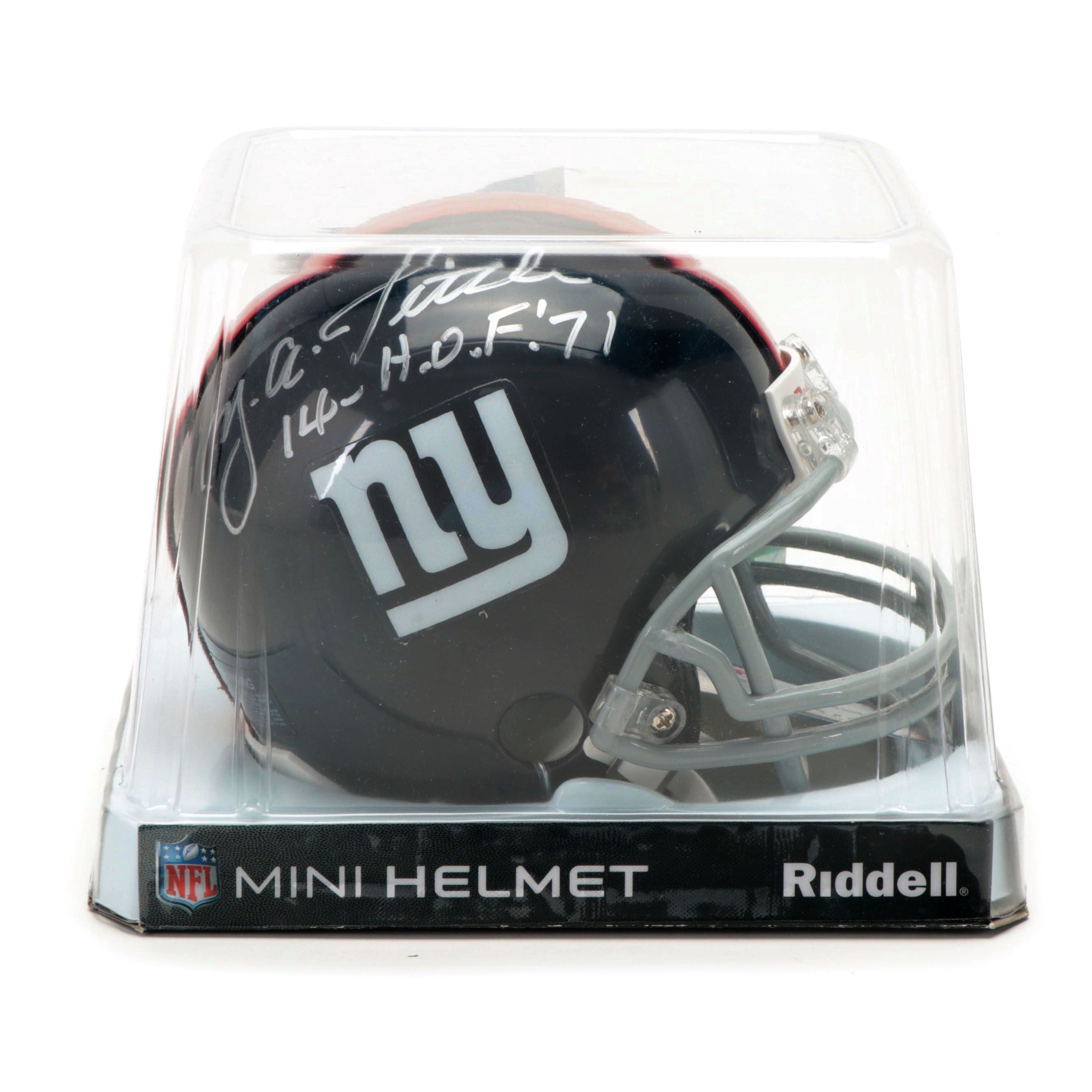 Y.A. Tittle Signed New York Giants Riddell Mini Football Helmet