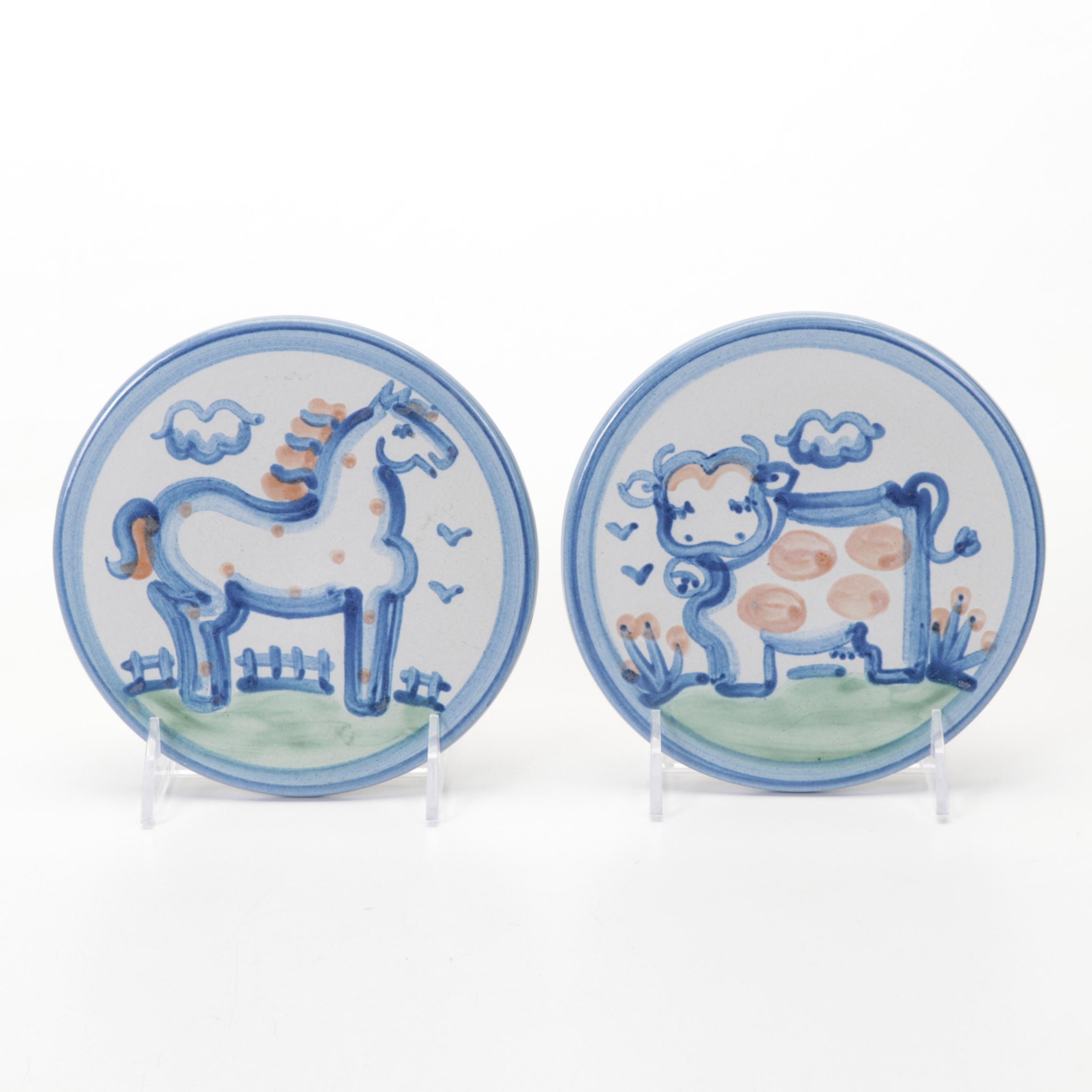 M.A. Hadley and Louisville Stoneware Pottery with Folk Art Ram Wall Hanging