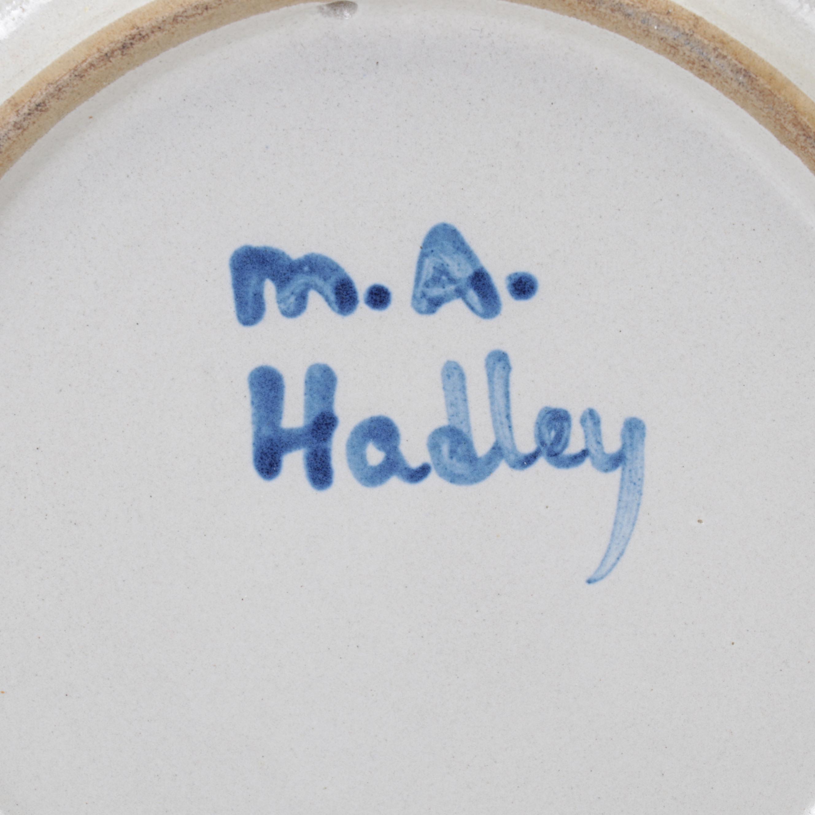 M.A. Hadley and Louisville Stoneware Pottery with Folk Art Ram Wall Hanging